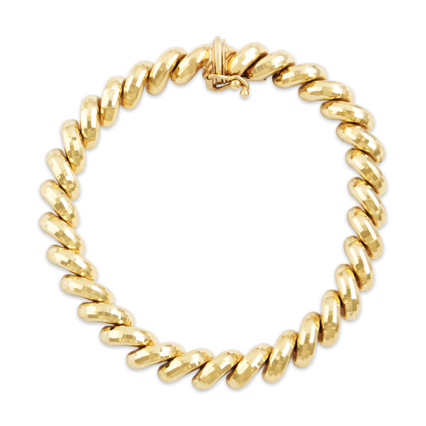 Vintage 10k Yellow Gold Hammered San Marco Chain Bracelet 6.5