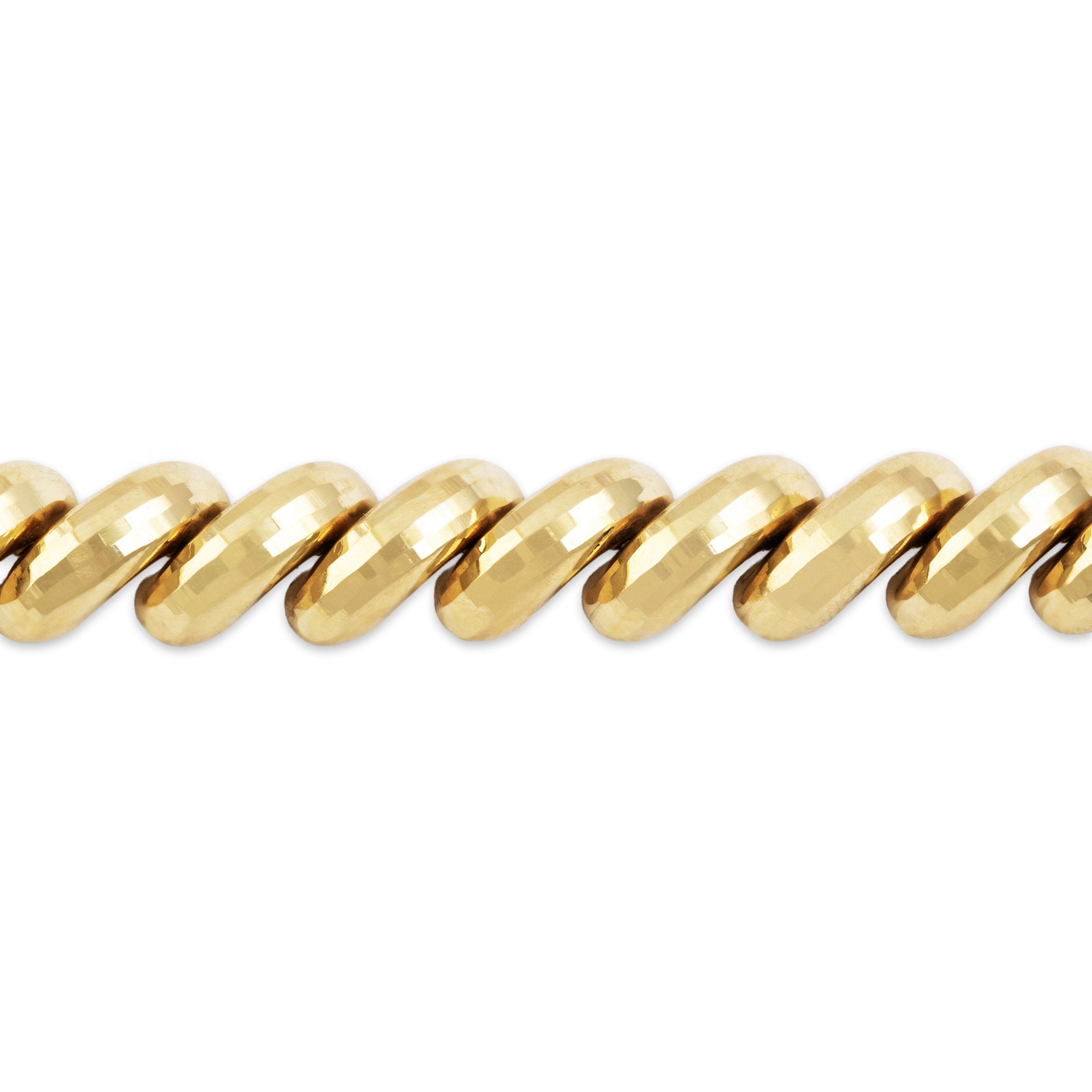 Vintage 10k Yellow Gold Textured San Marco Chain Bracelet - Close-up view