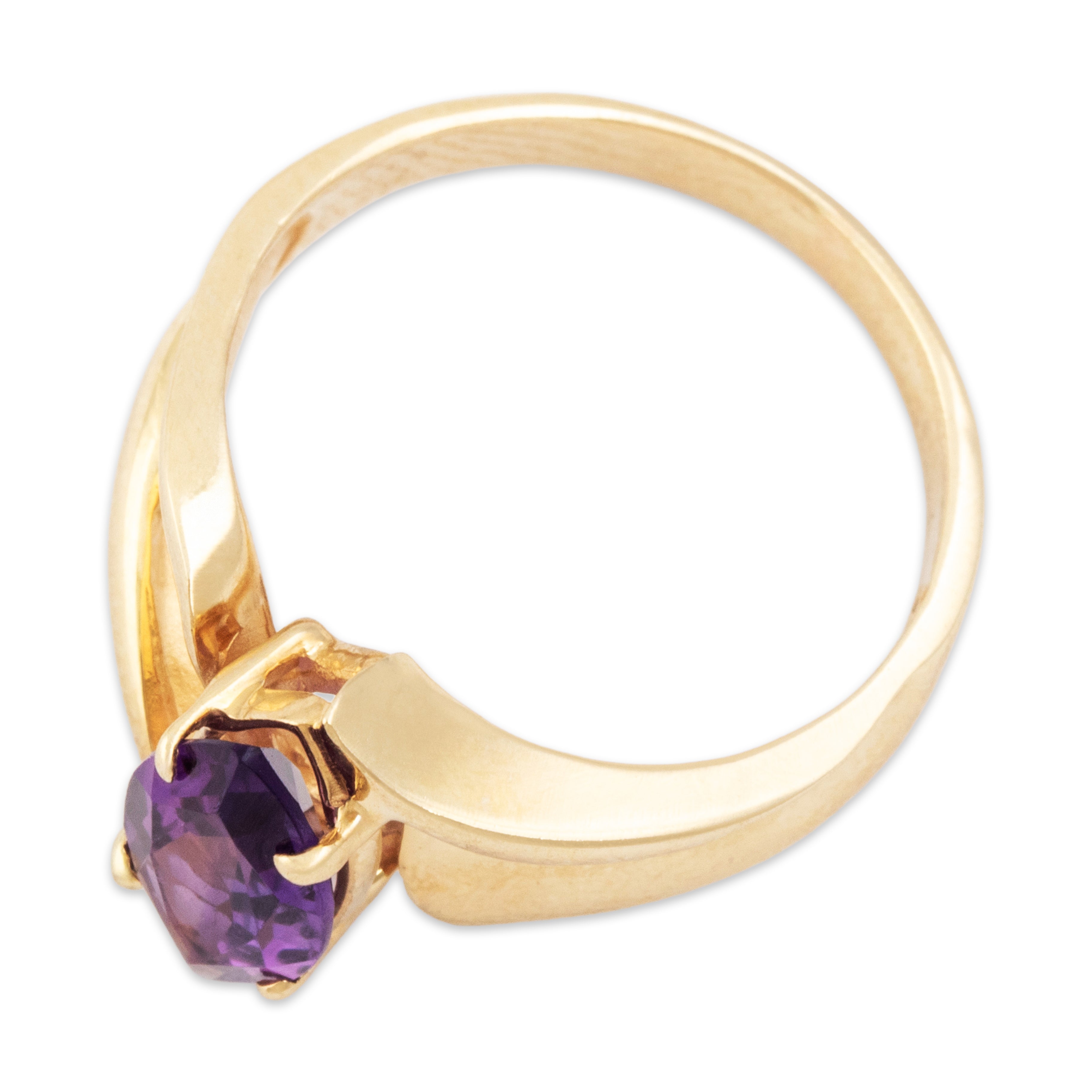 Vintage 10k Yellow Gold 1ct Amethyst Bold Marquise Cut Ring - Overall view