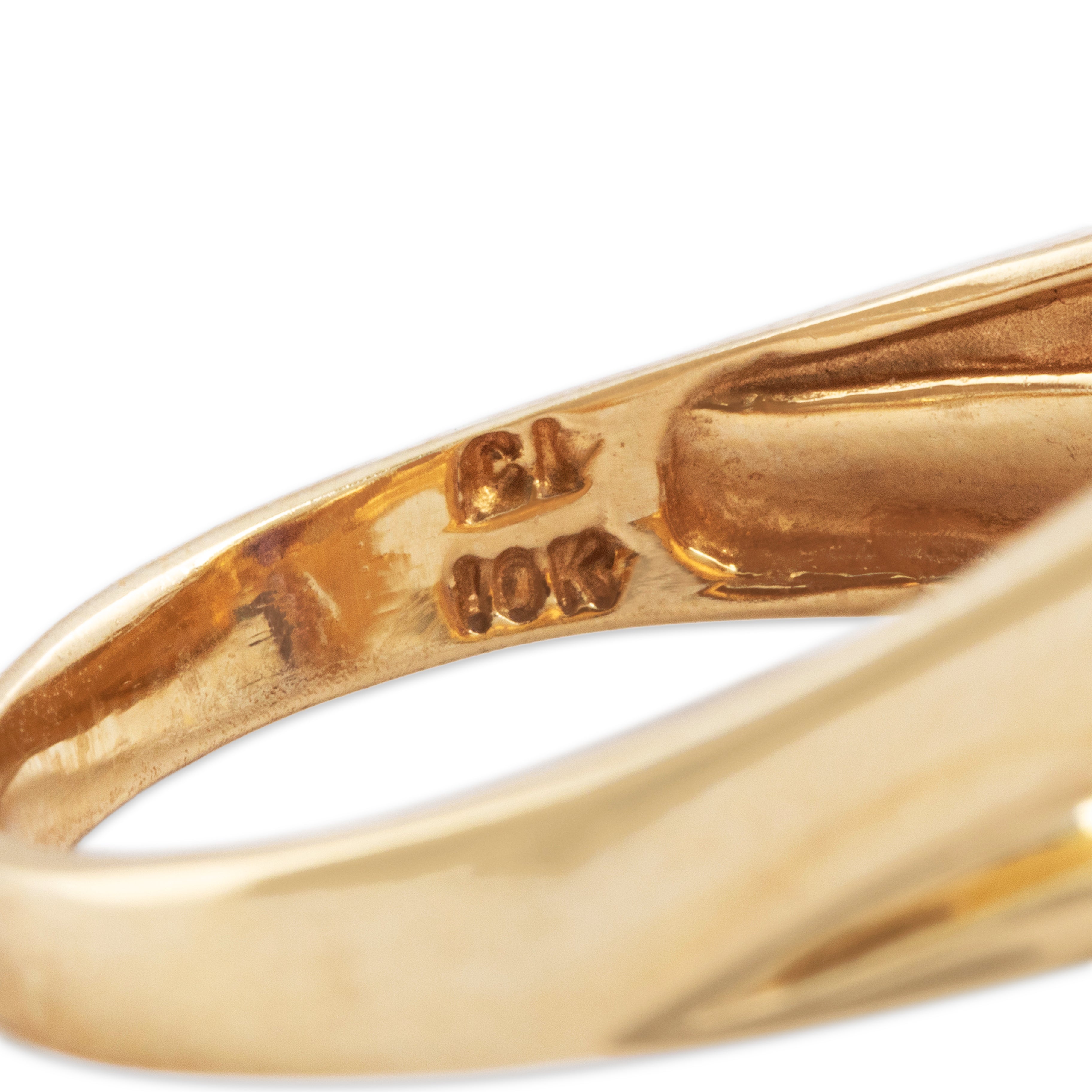 Vintage 10k Yellow Gold 1ct Amethyst Bold Marquise Cut Ring - Hallmark view