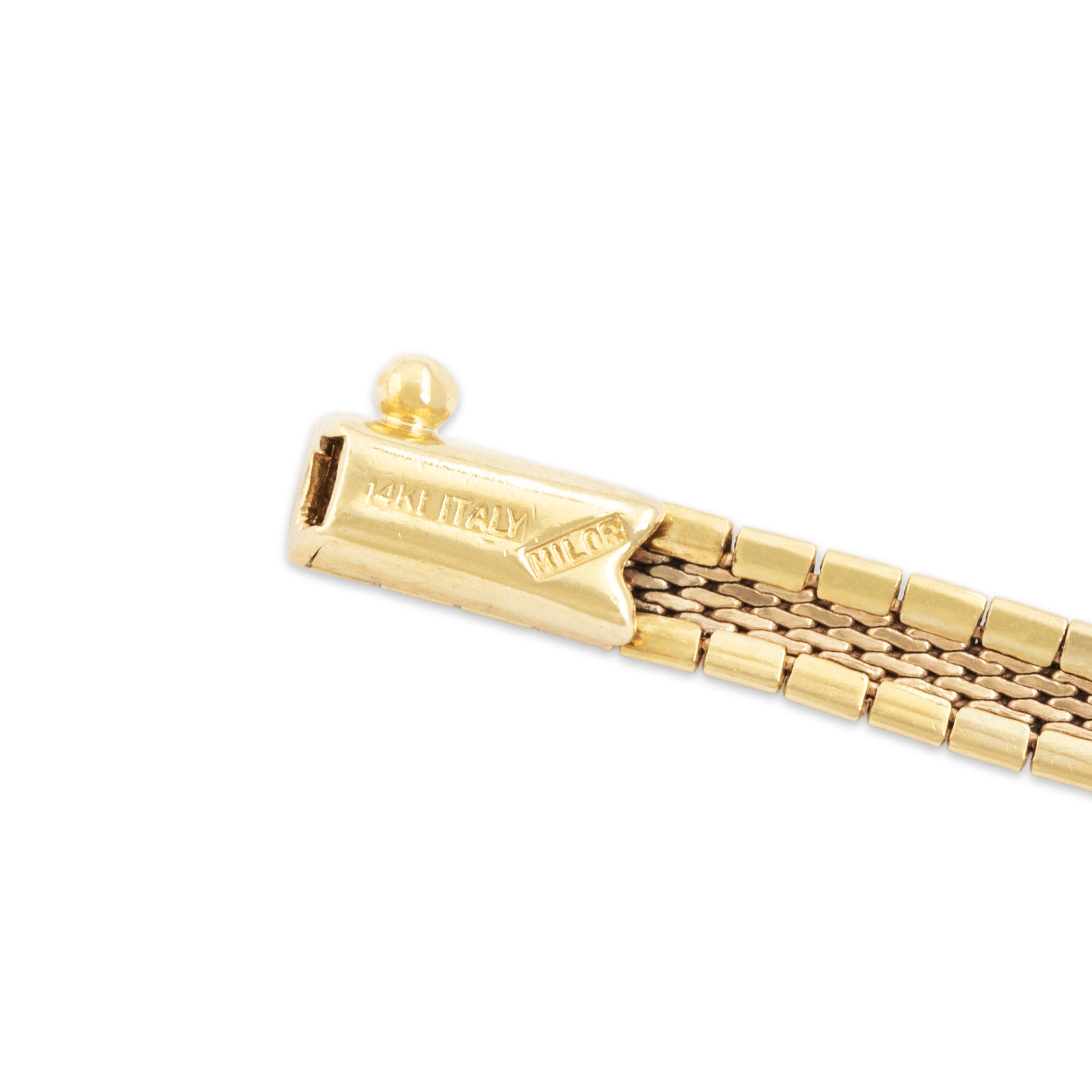 Vintage Italian 14k Yellow Gold Etched Square Link Bracelet - Hallmark view