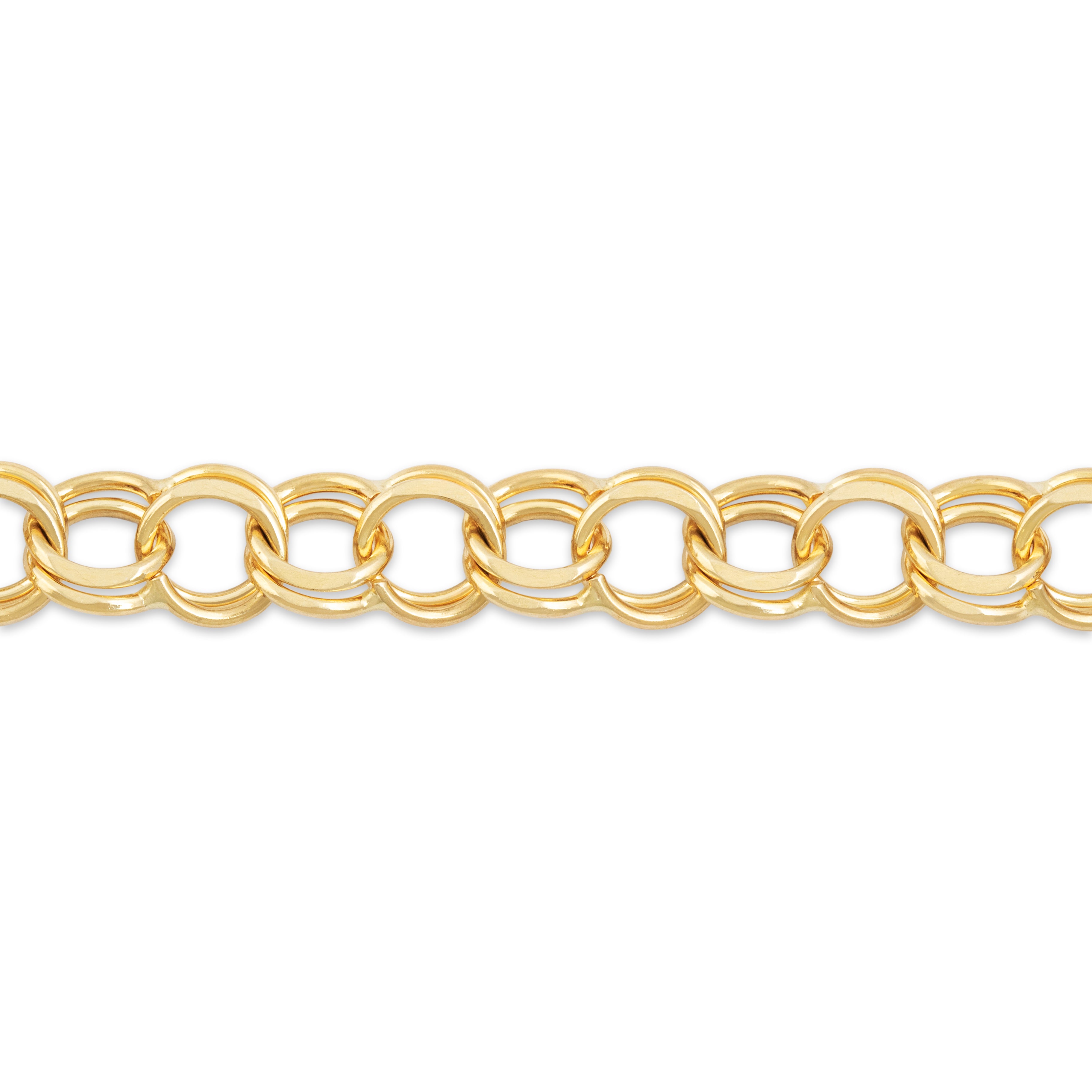 Vintage 14k Yellow Gold Double Cable Link Charm Bracelet - Close-up view