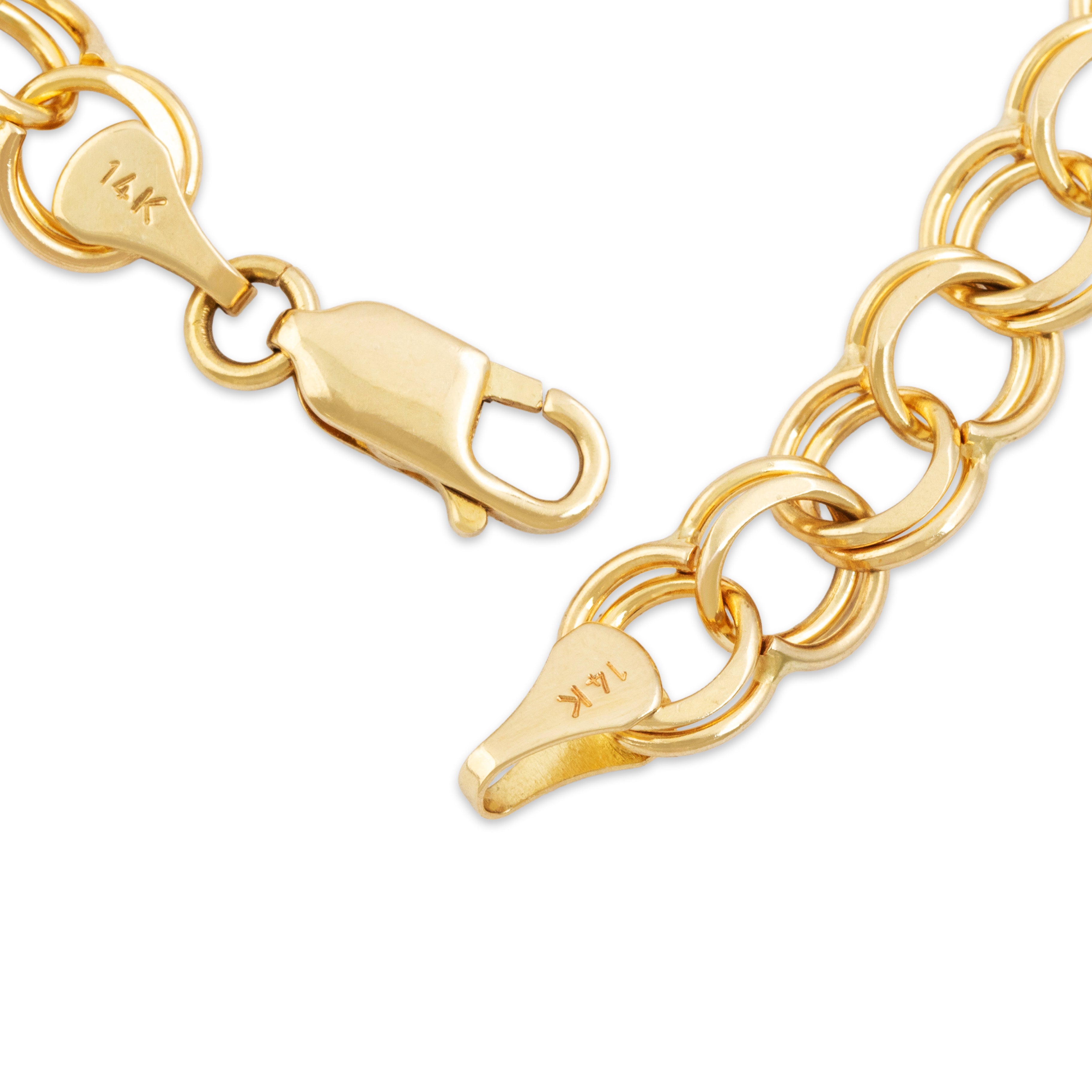 Vintage 14k Yellow Gold Double Cable Link Charm Bracelet - clasp view