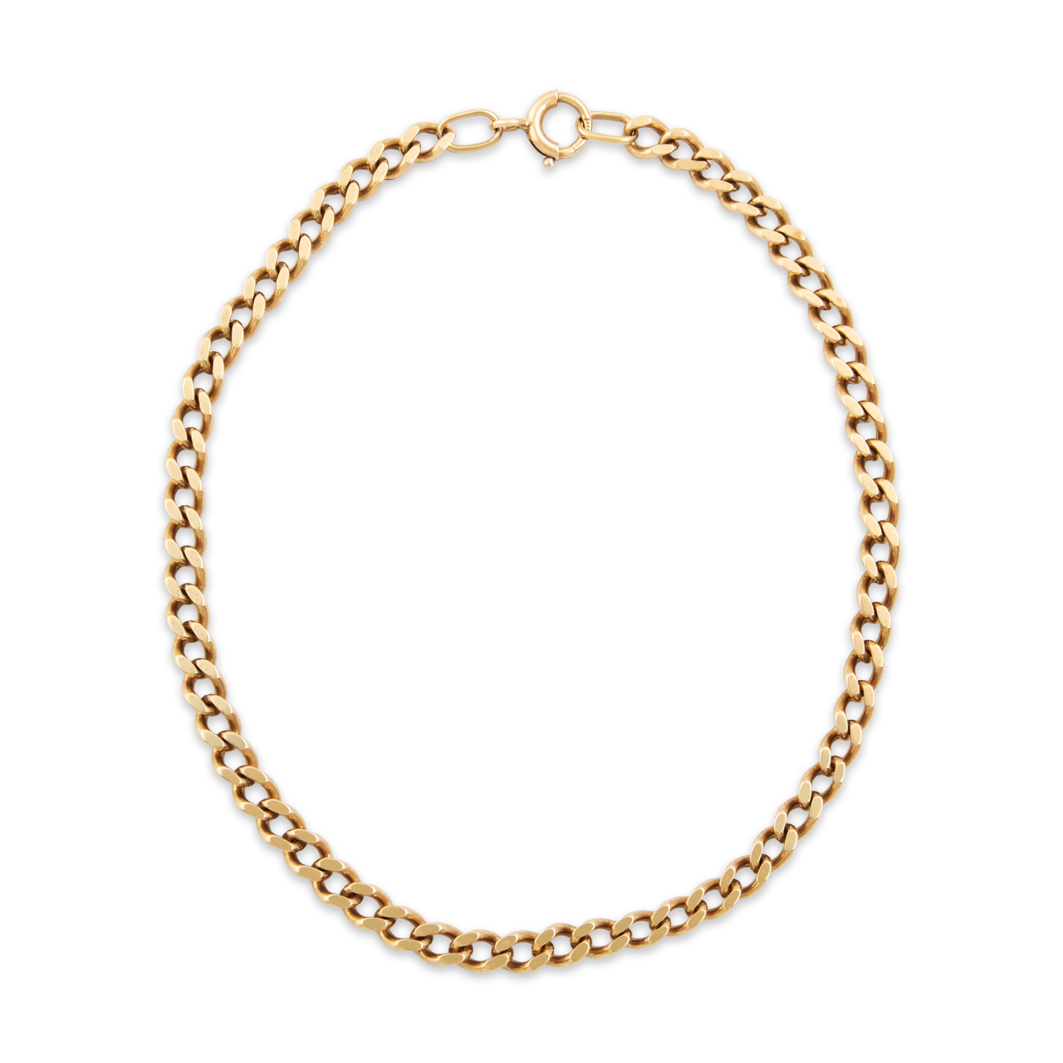 Vintage English 9k Yellow Gold Simple Curb Chain Bracelet - Overall view