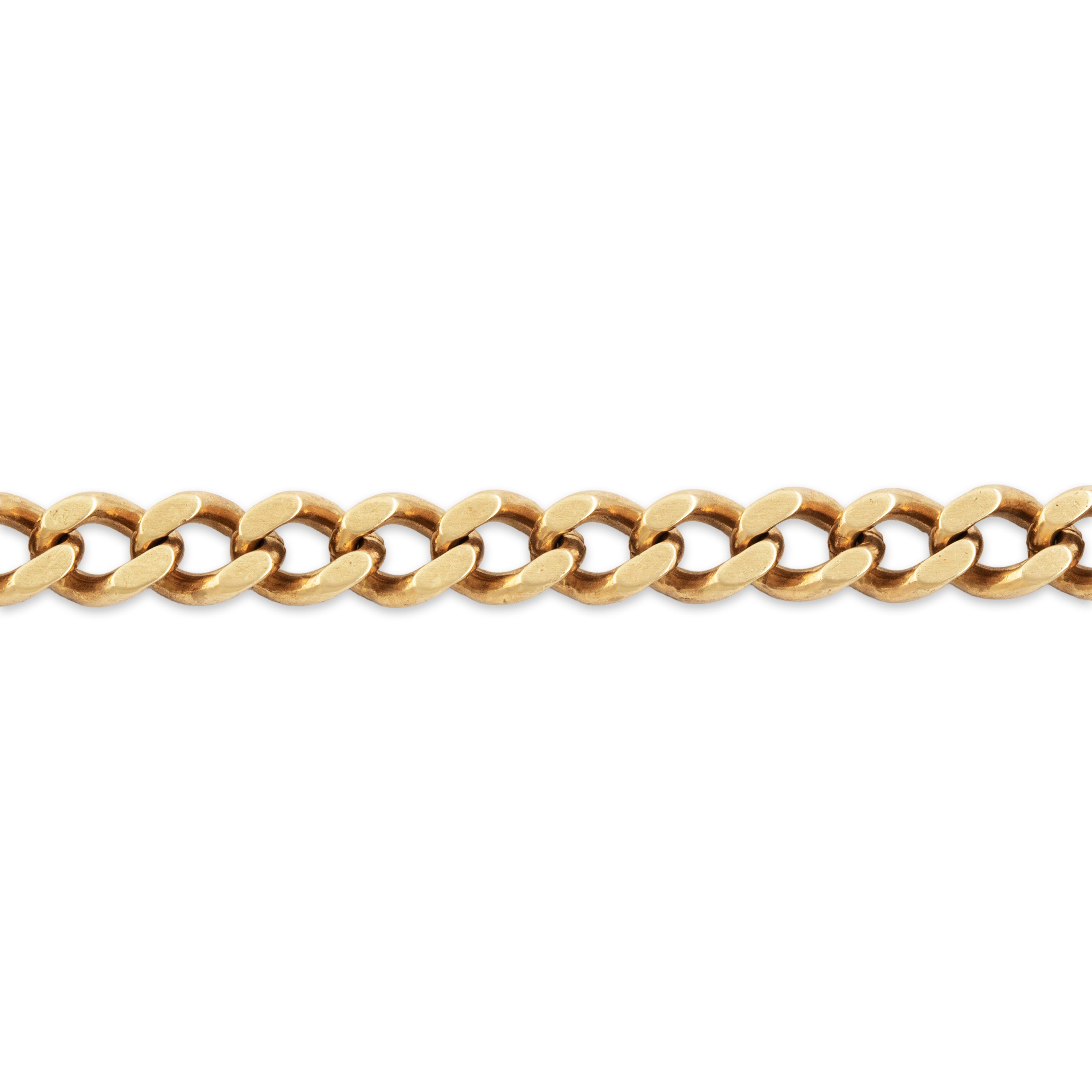 Vintage English 9k Yellow Gold Simple Curb Chain Bracelet - Close-up view