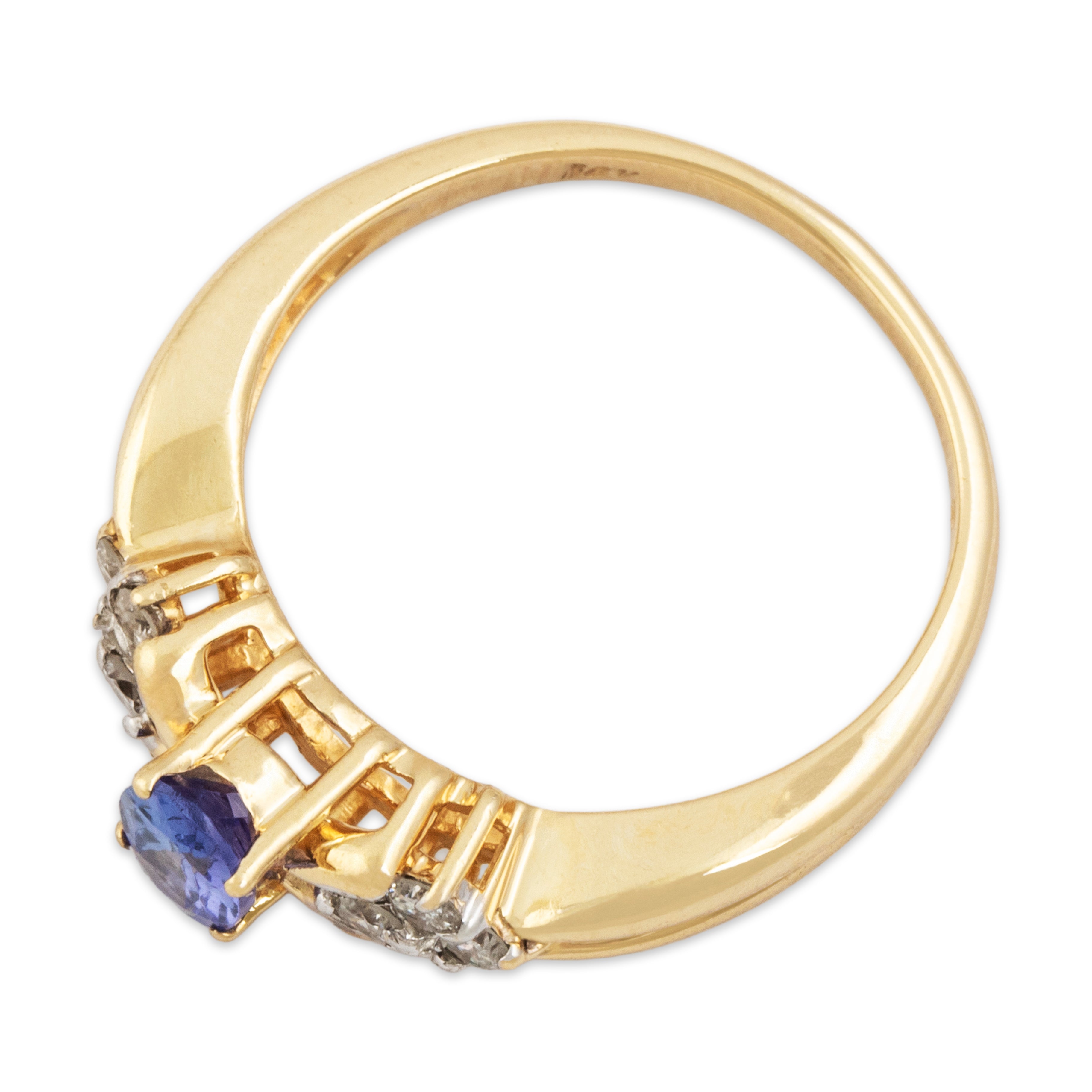 Vintage 14k Yellow Gold Tanzanite Diamond Bright Ring - Overall view