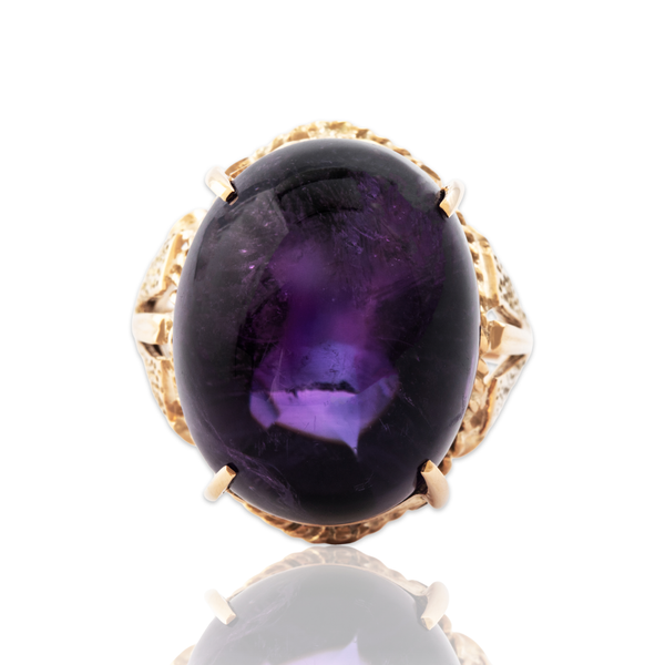Vintage Large 14k Rosy Yellow Gold 26ct Amethyst Fabulous Cocktail Ring 7.00