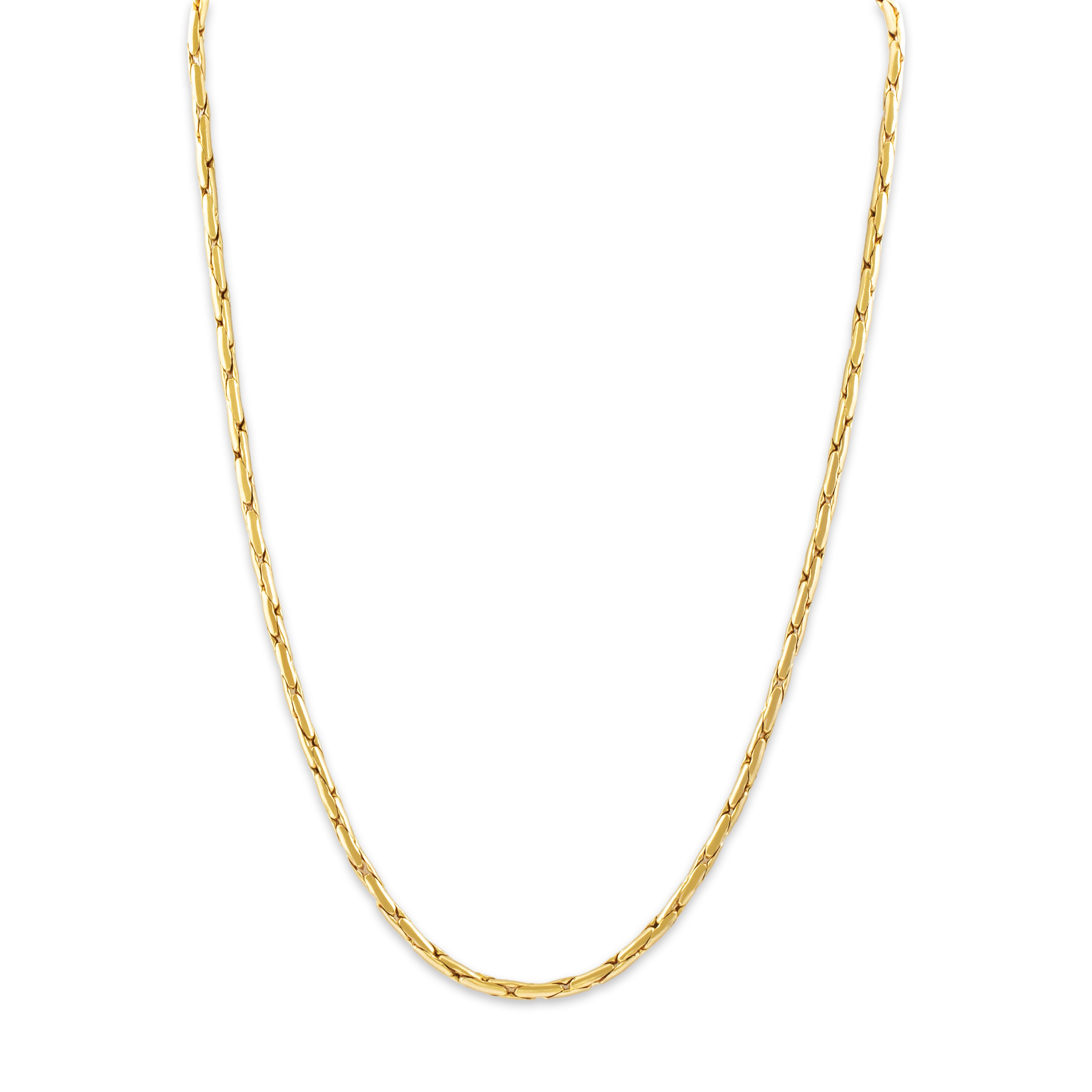 Estate Italian 14k Yellow Gold Sleek Bar Link Chain Necklace - Overall view
