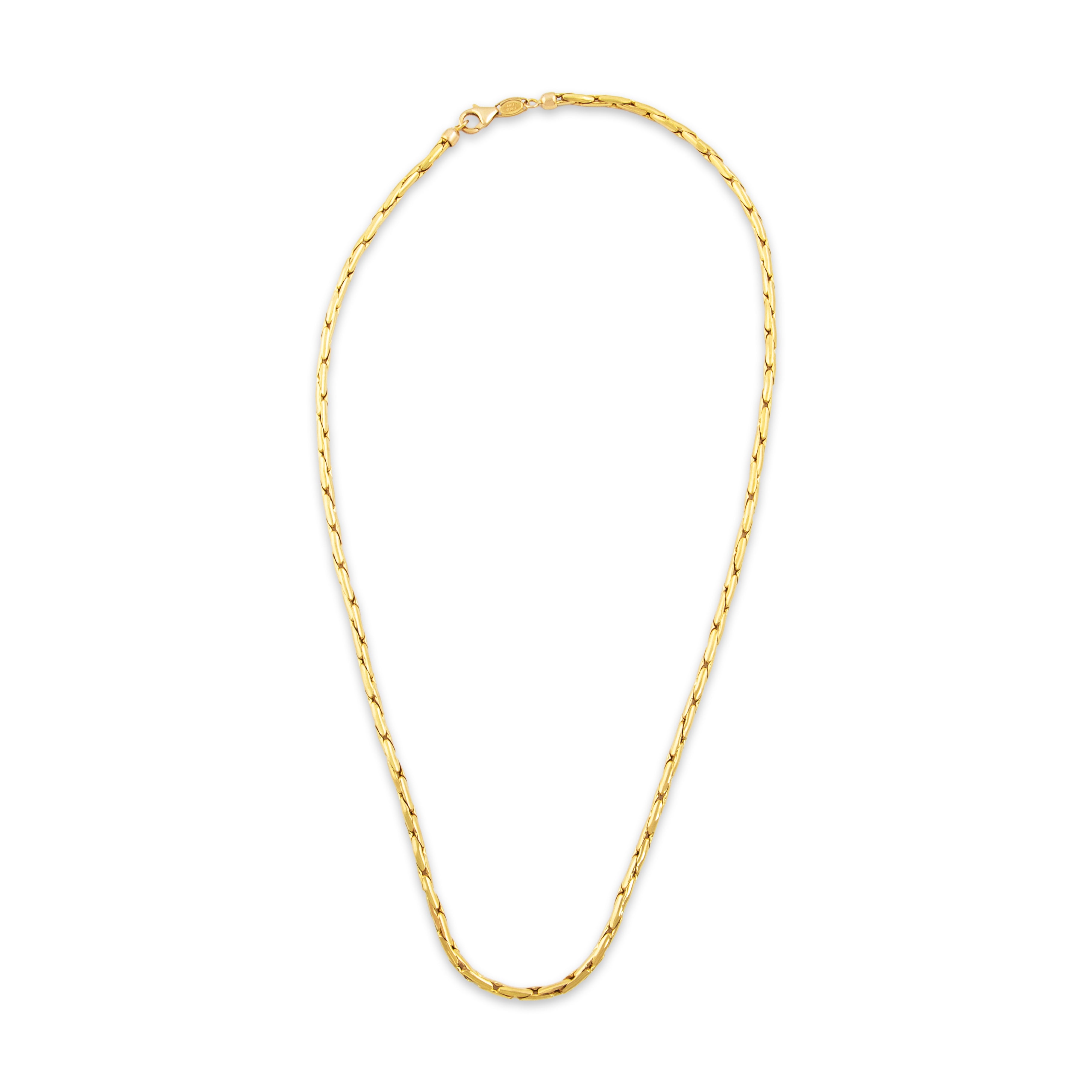 Estate Italian 14k Yellow Gold Sleek Bar Link Chain Necklace - Overall view