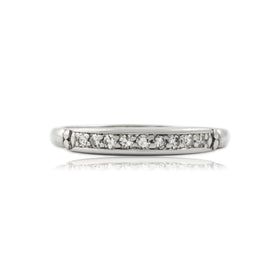 Antique Platinum Diamond Simple Ten-Stone Line Ring 6.50