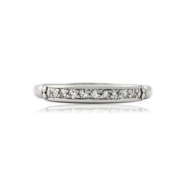 Antique Platinum Diamond Simple Ten-Stone Line Ring 6.50