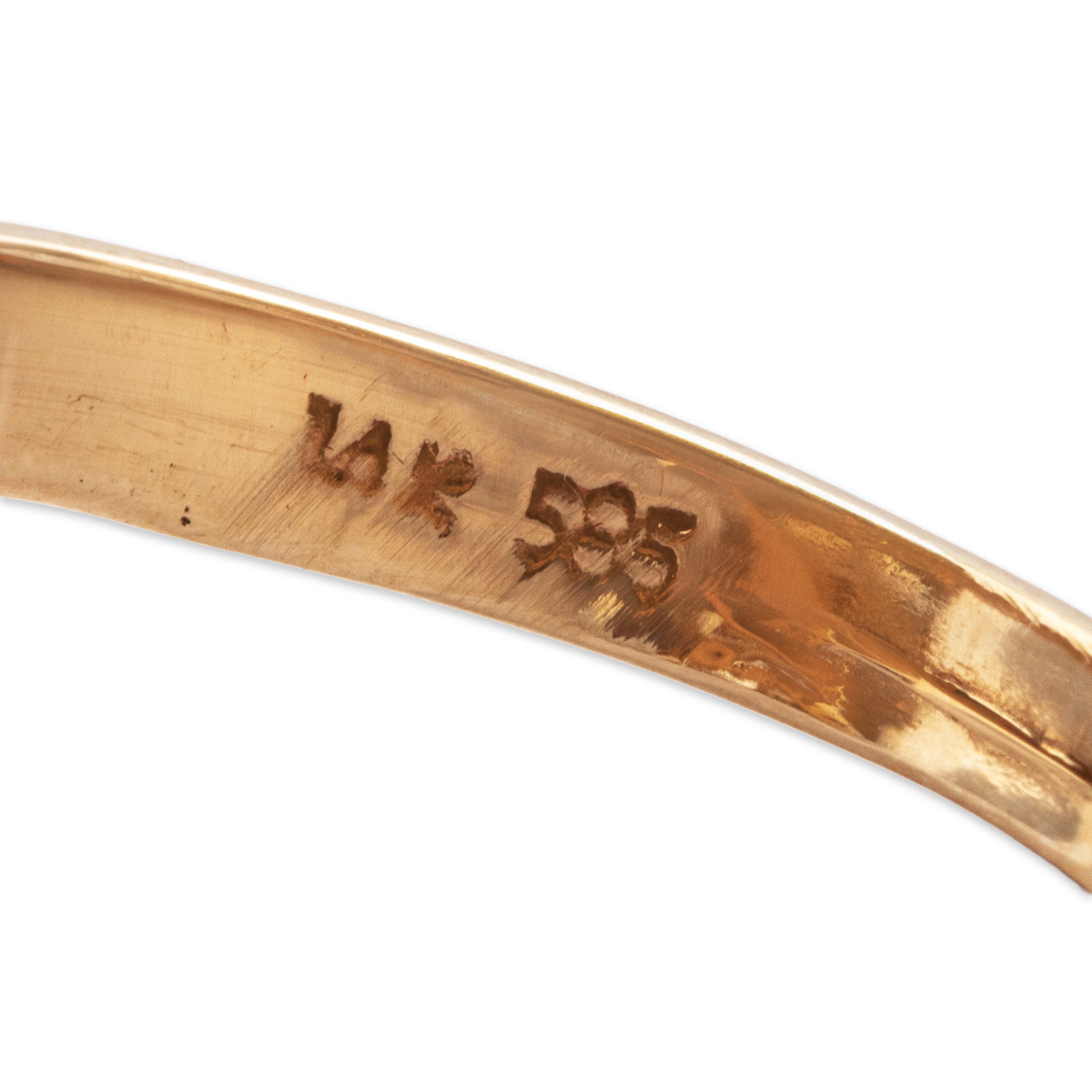 Vintage 14k Yellow & White Gold 2.7ct Moonstone Diamond Glowing Fan Ring - Hallmark view