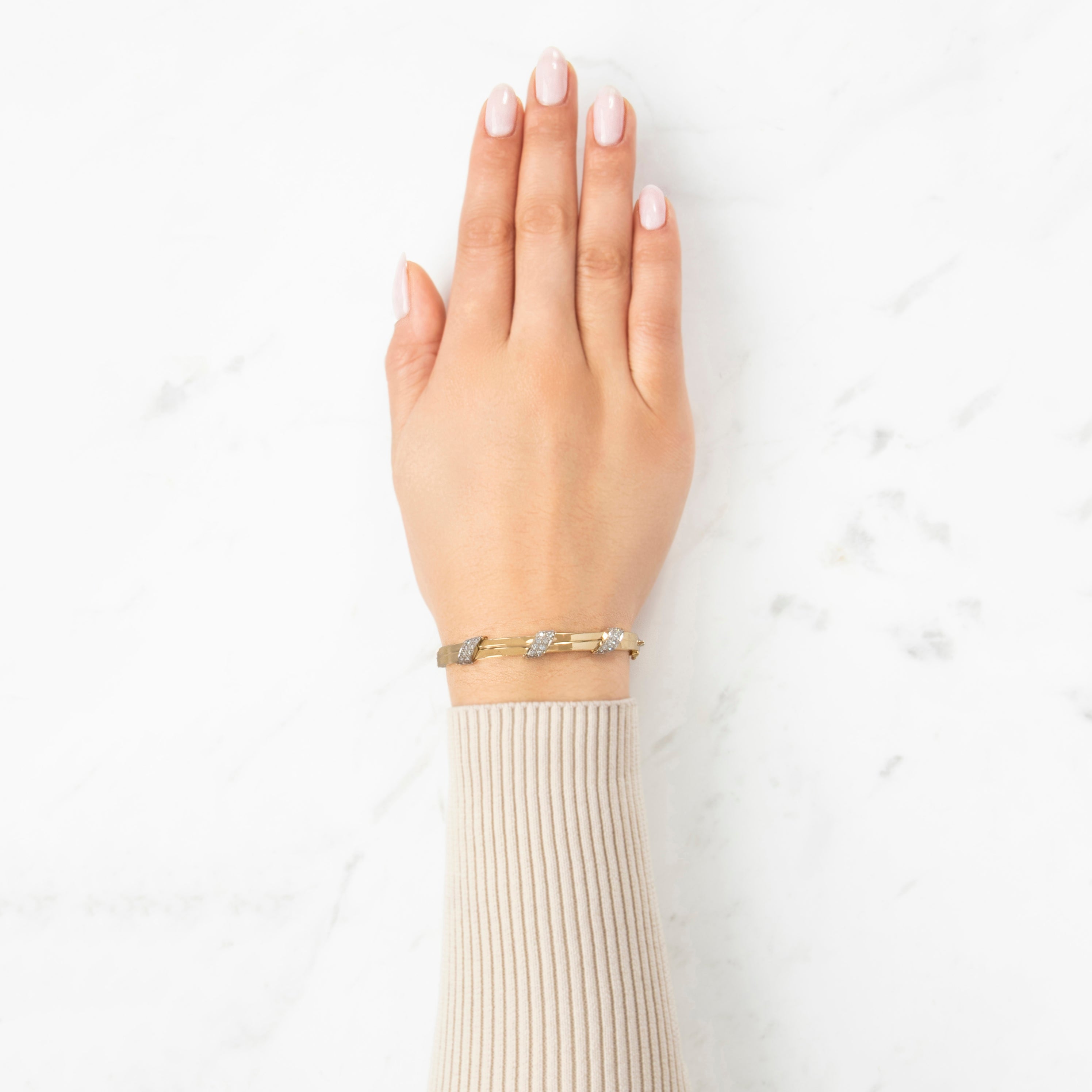 Vintage Henry Dankner & Sons 14k Yellow Gold .648cttw Diamond Bracelet - On model view