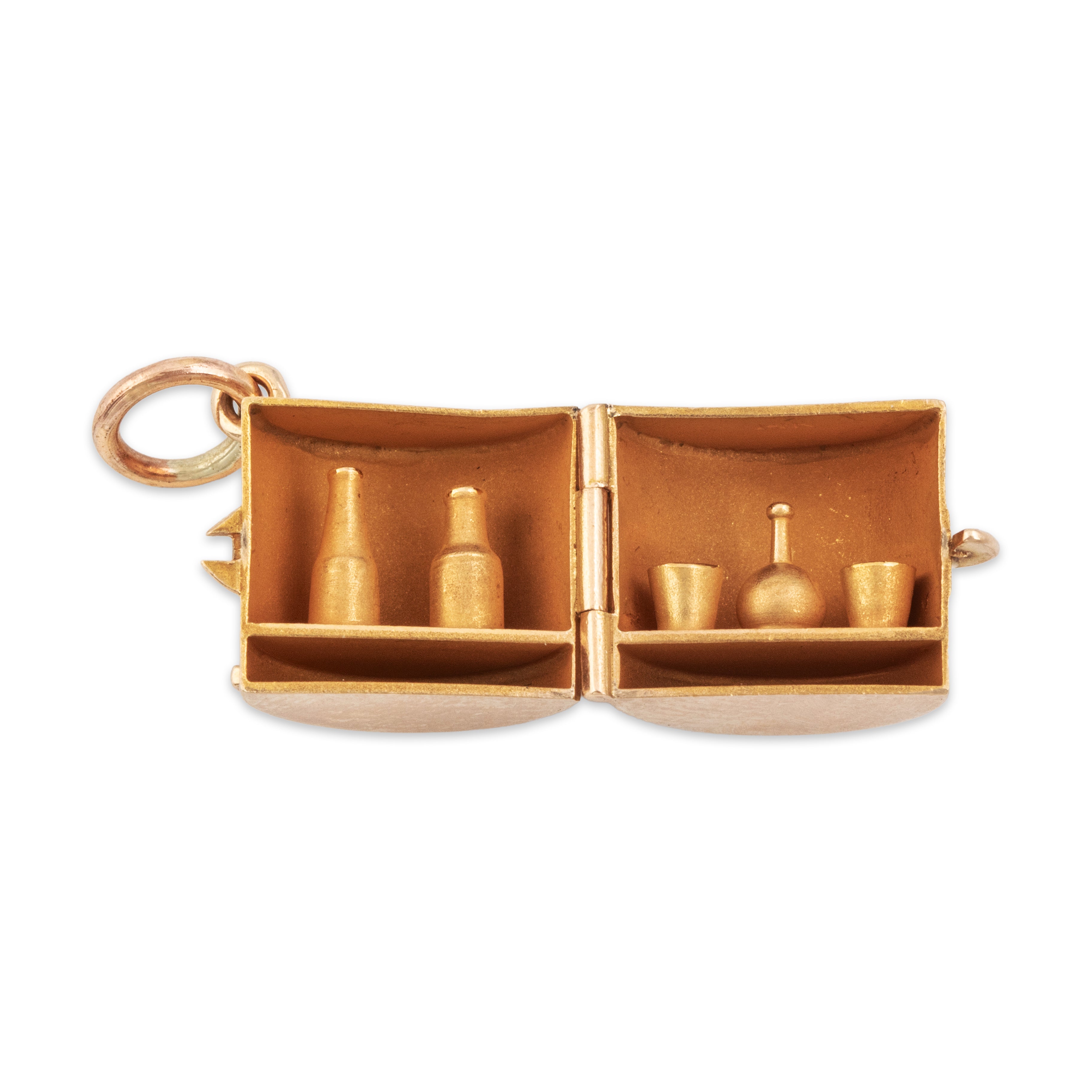 Vintage 14k Yellow Gold Wonder Bar Articulated Bottle Shelf Charm / Pendant - detail view #3