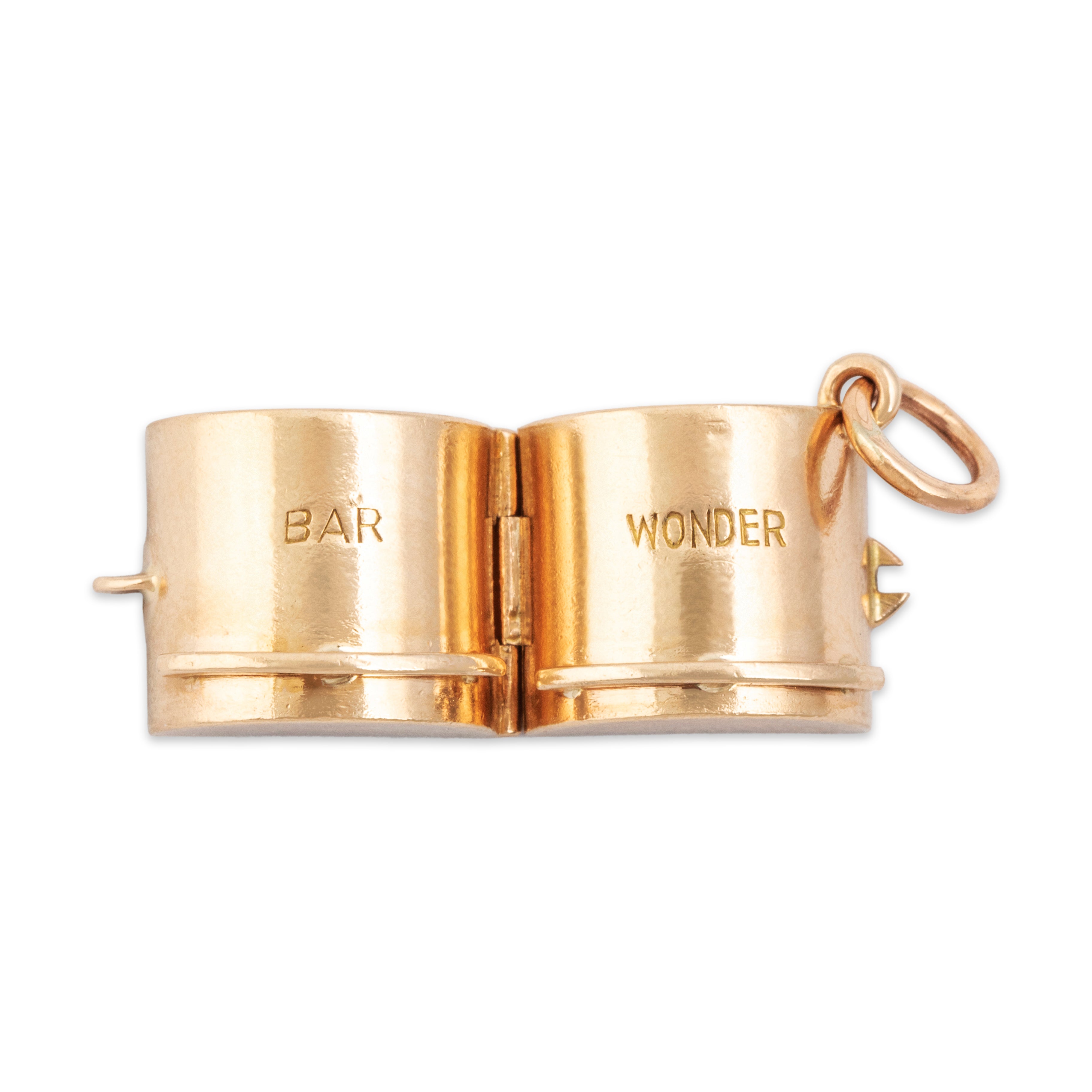 Vintage 14k Yellow Gold Wonder Bar Articulated Bottle Shelf Charm / Pendant - detail view #4