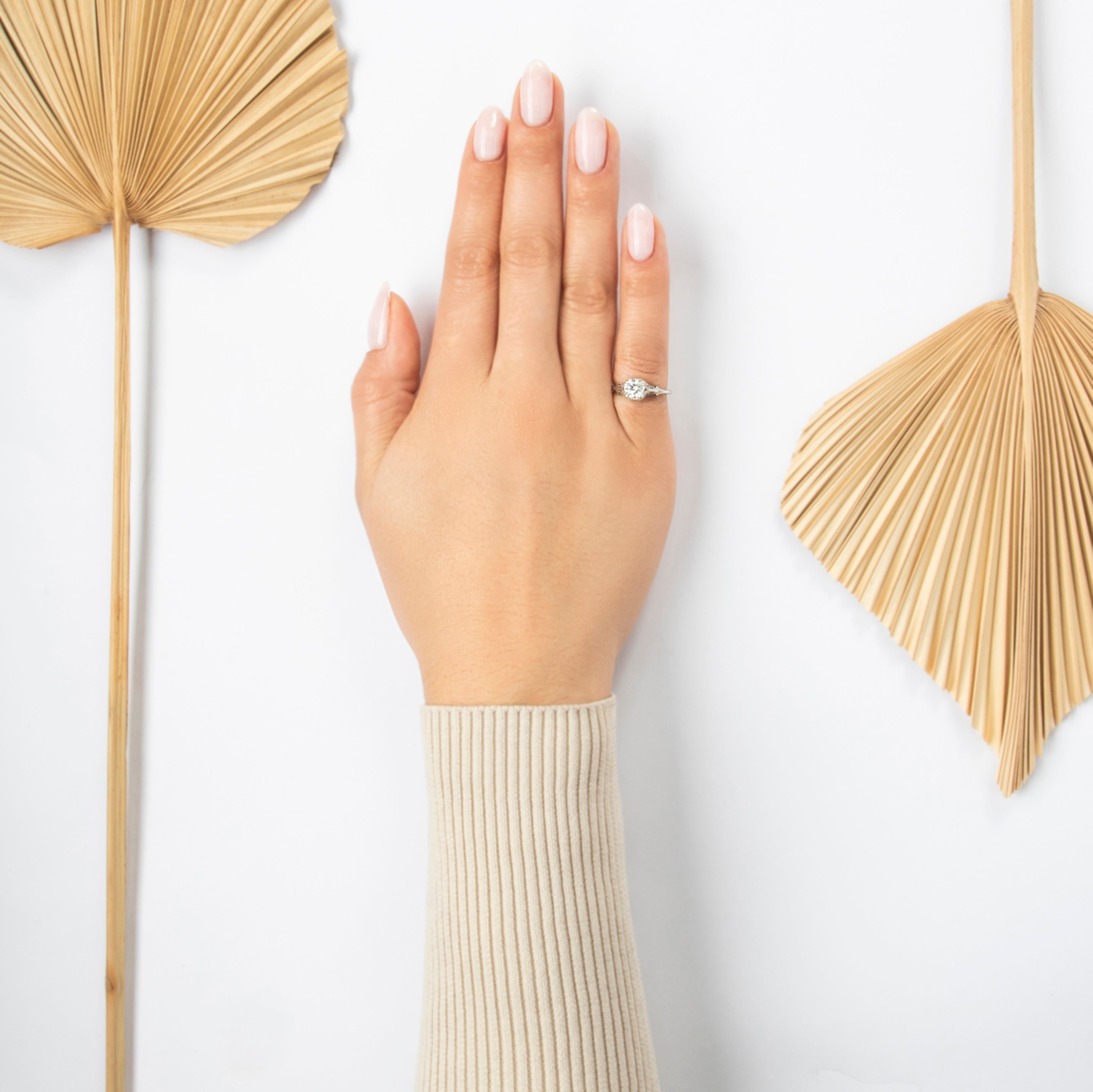 Antique 14k White Gold .81ct Old European Diamond Milgrain Openwork Ring - On model view