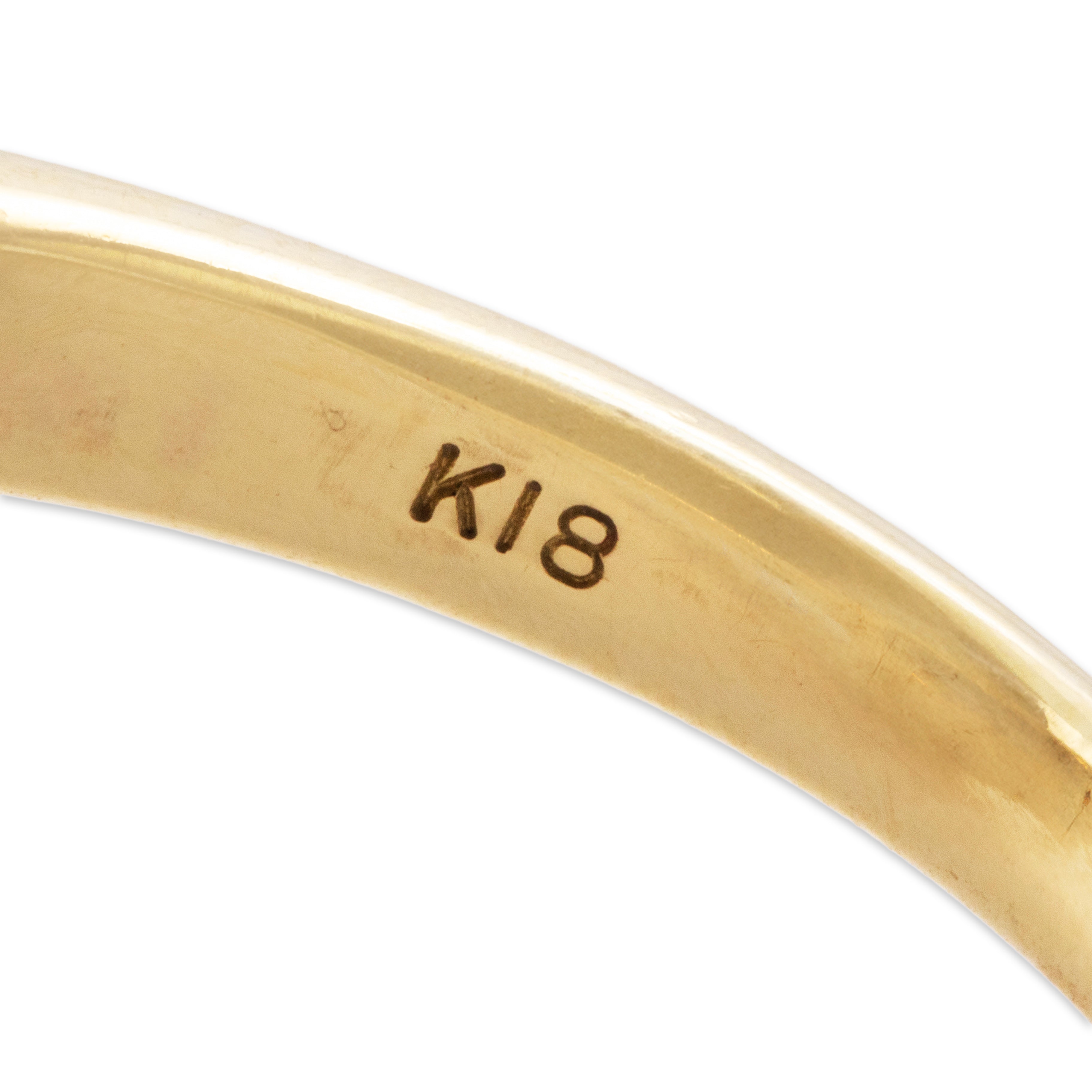 Vintage 18k Yellow Gold 10.15ct Blue Ceylon GIA Sapphire 2cttw Diamond Ring - Hallmark view