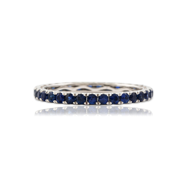 Estate Platinum Blue Sapphire Glittering Night Sky Eternity Band Ring 6.75