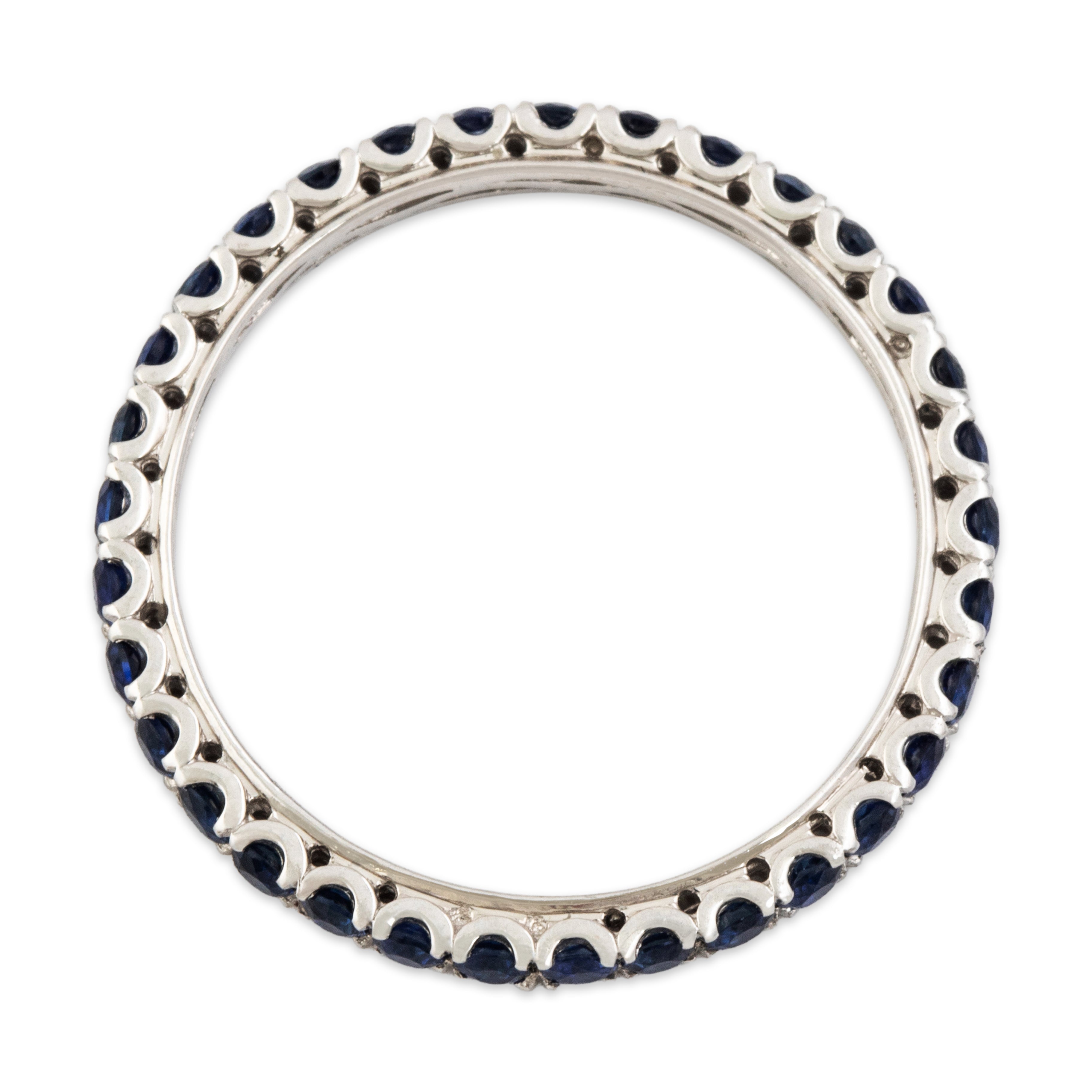 Estate Platinum Blue Sapphire Bright Cobalt Eternity Band Ring - Overall view