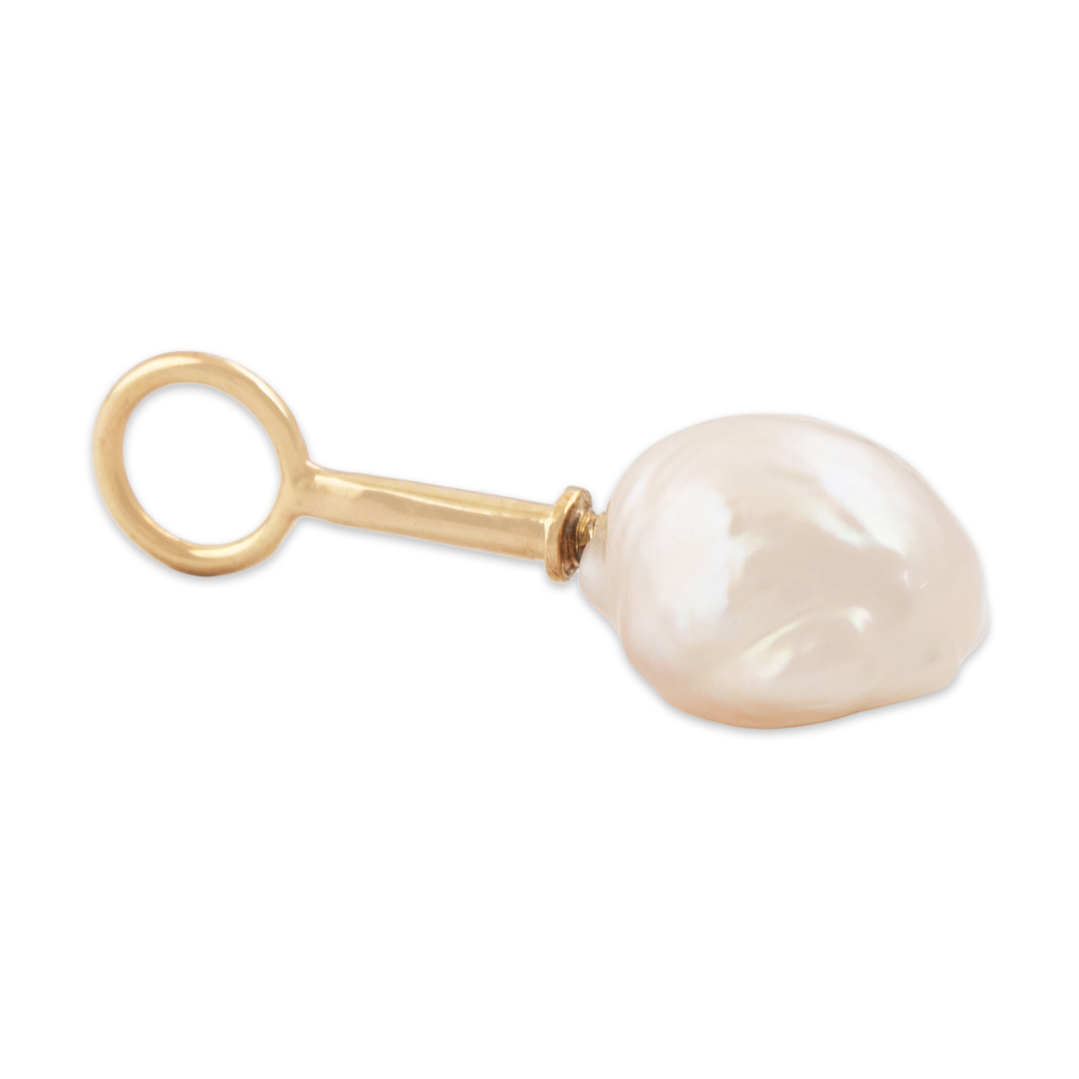 Vintage 14k Yellow Gold Pearl Lustrous Baroque Pendant - Side view