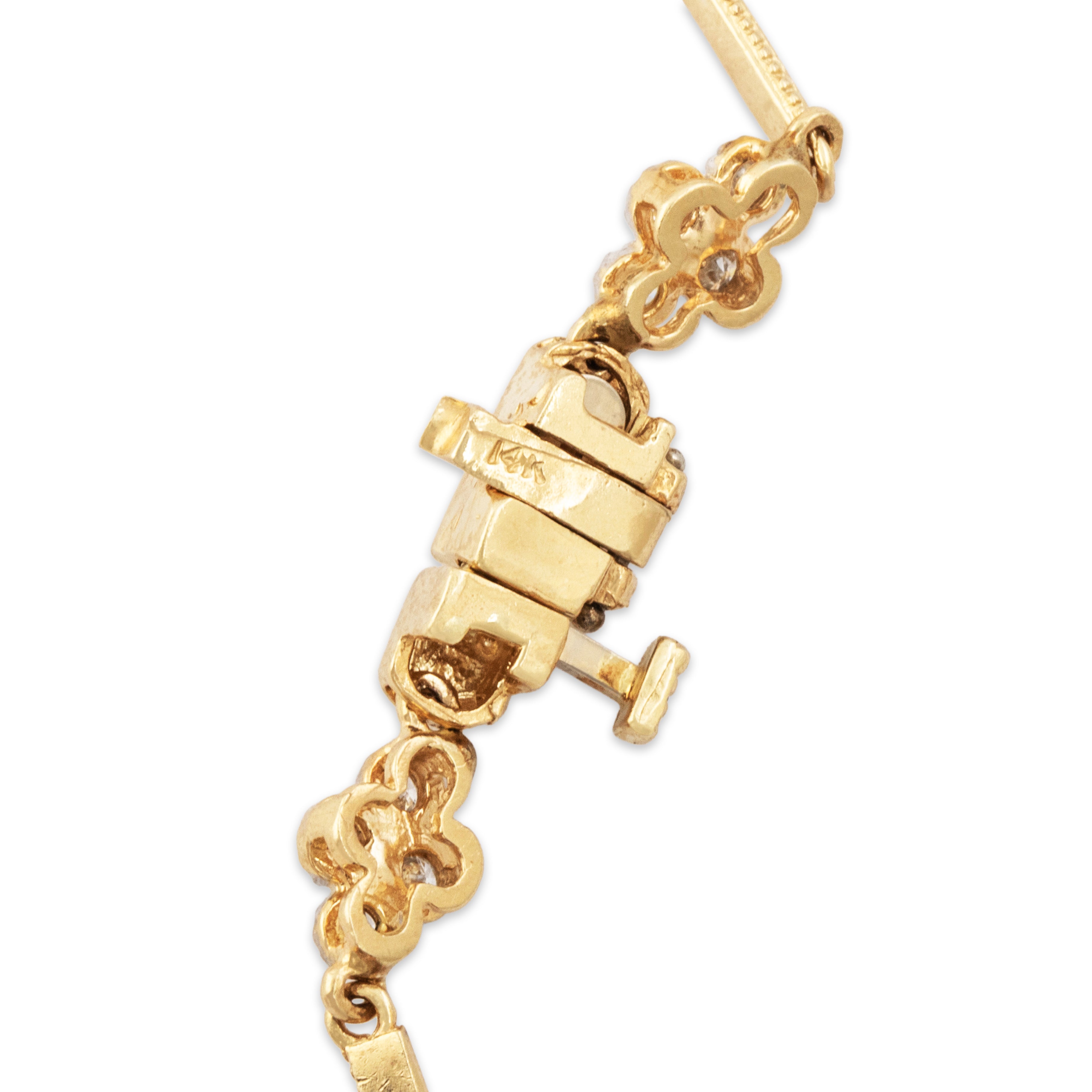 Vintage 14k Yellow Gold 5.6cttw Emerald 1.248cttw Diamond Chic Necklace - Hallmark view