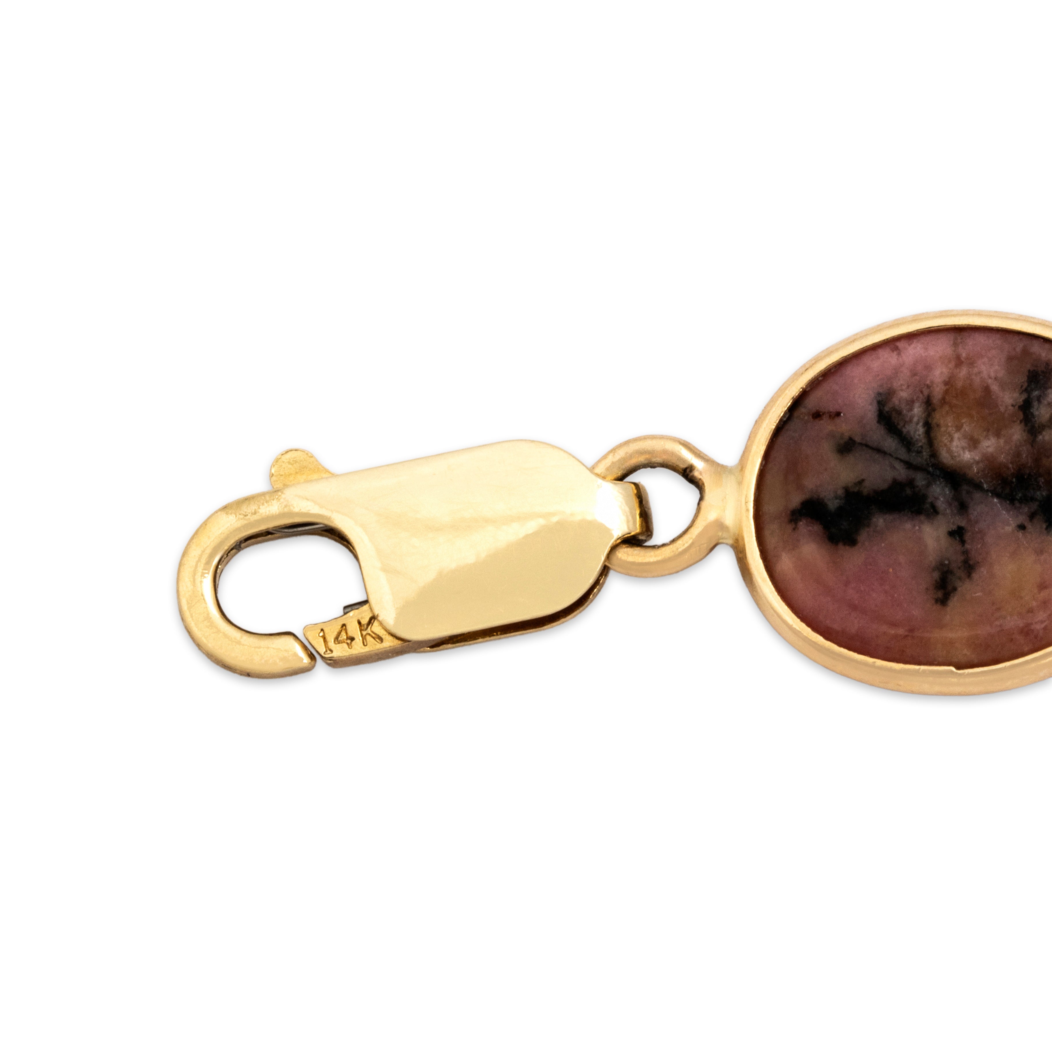 Vintage 14k Gold Tigers Eye Carnelian Egyptian Revival Scarab Bracelet - Hallmark view