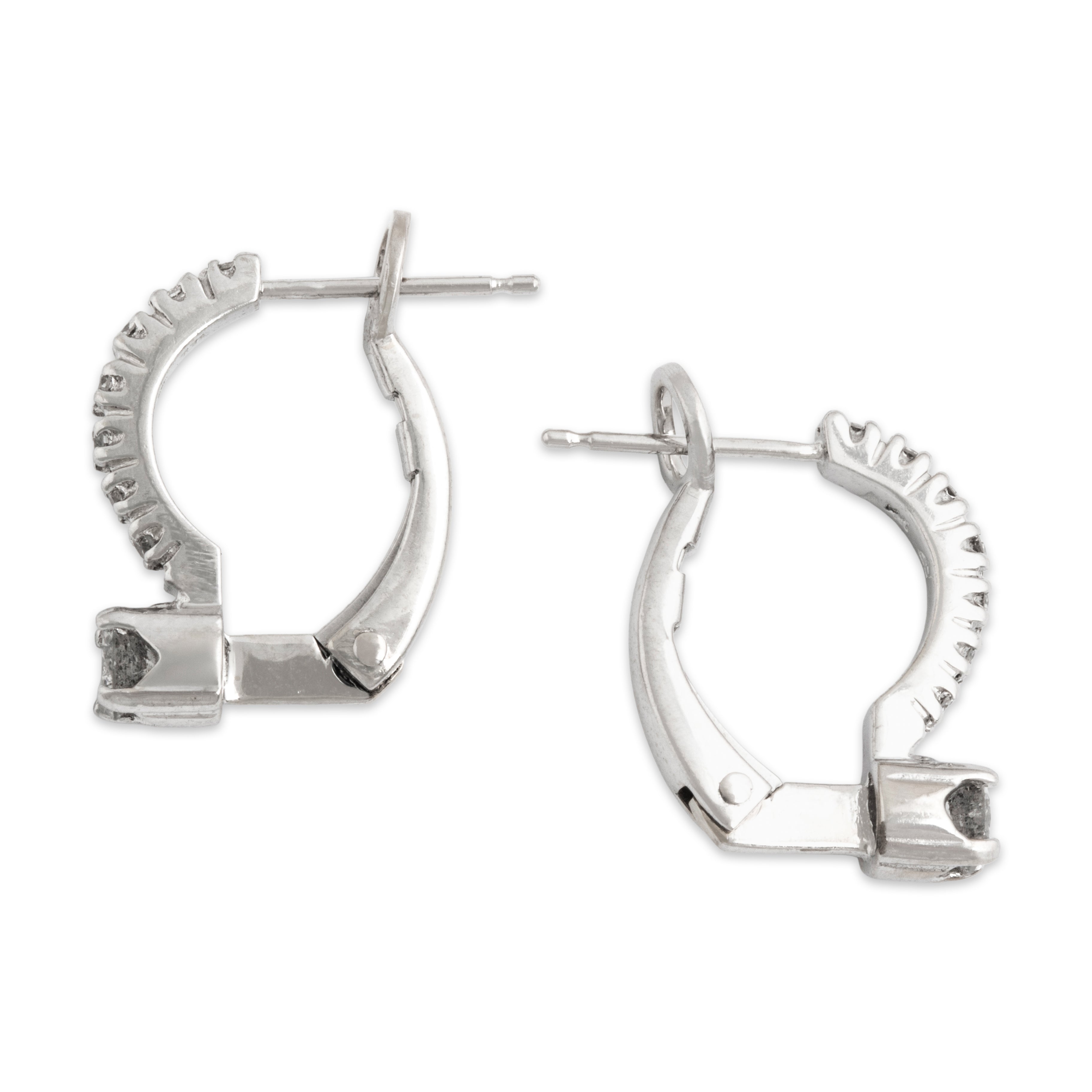 Vintage 14k White Gold .474cttw Diamond Sparkling Line Drop Huggie Earrings - Side view