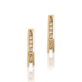 Vintage 14k Yellow Gold .358cttw Diamond Chic Geometric Line Stud Earrings