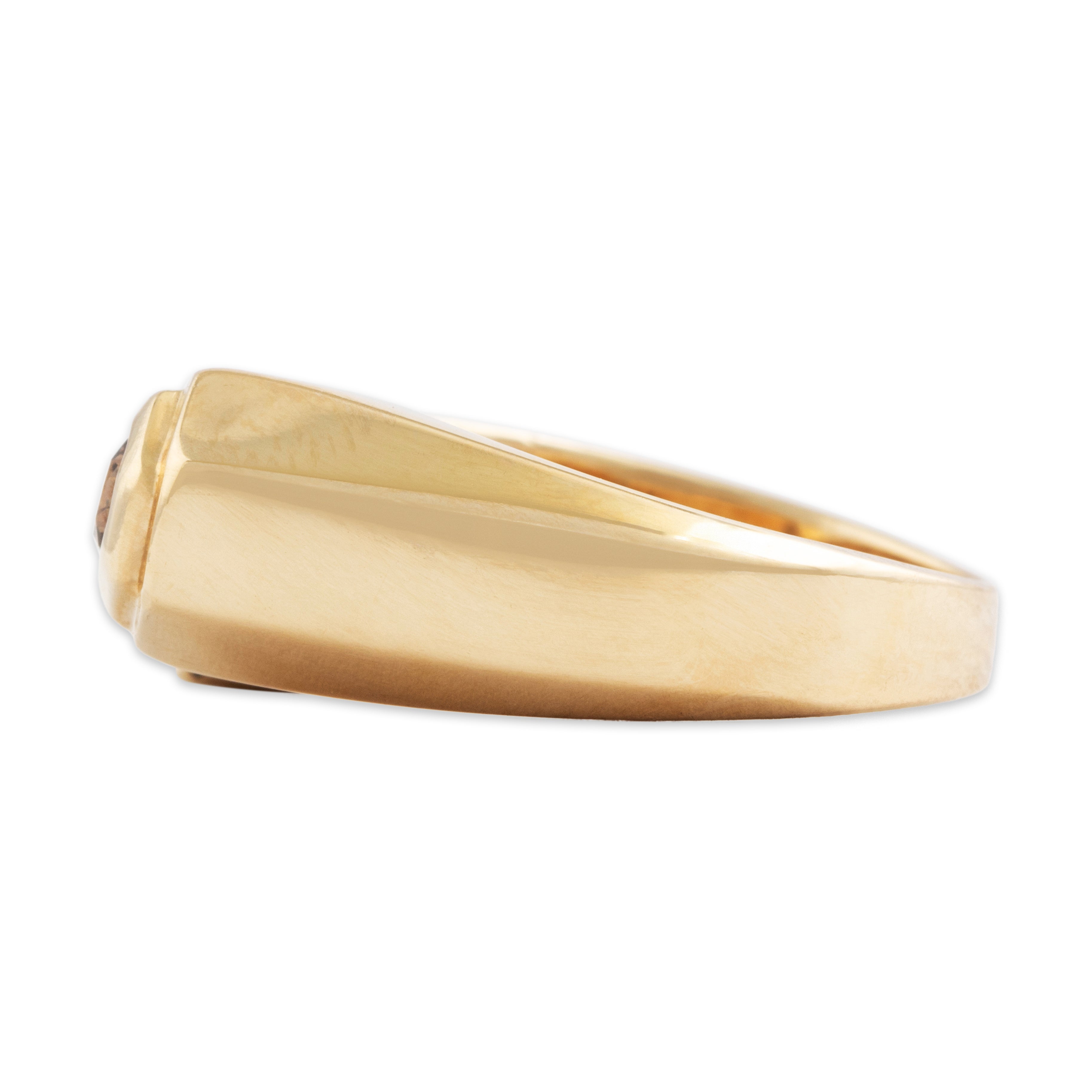 Vintage 14k Yellow Gold Champagne & White Diamond Hexagonal Statement Ring - Side view