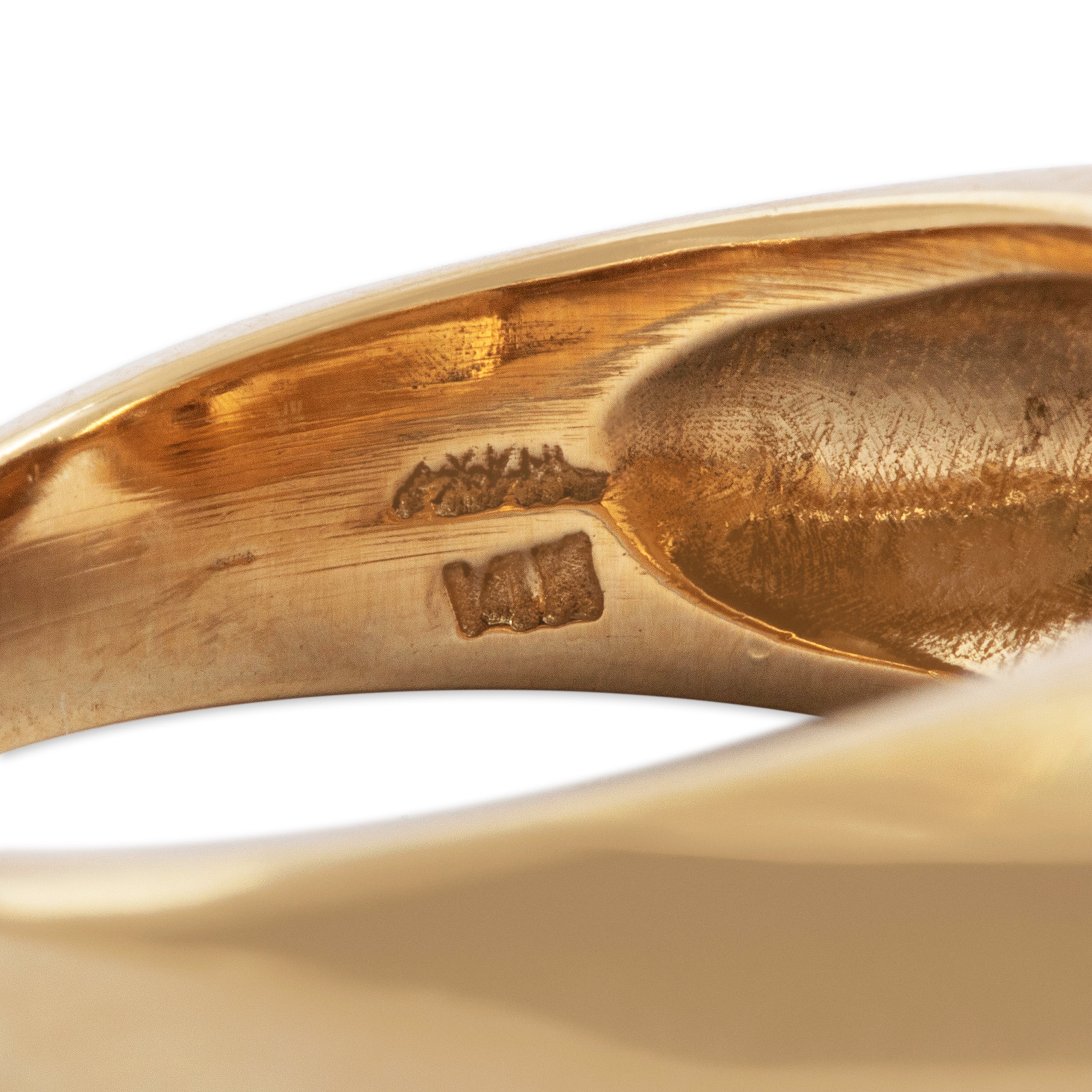 Vintage 14k Yellow Gold Champagne & White Diamond Hexagonal Statement Ring - Hallmark view