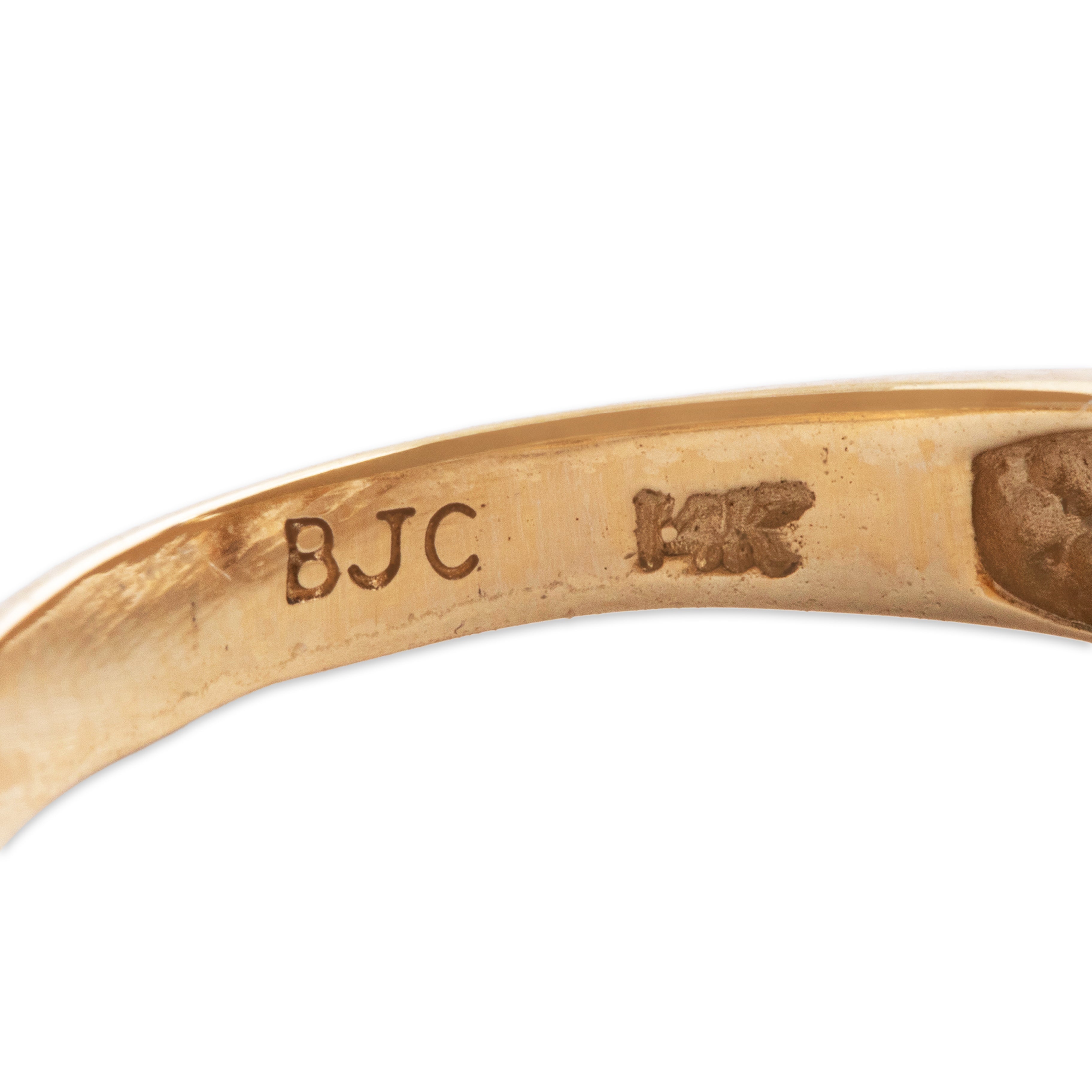 Vintage 14k Yellow & White Gold Sapphire Diamond Step Shoulder Ring - Hallmark view