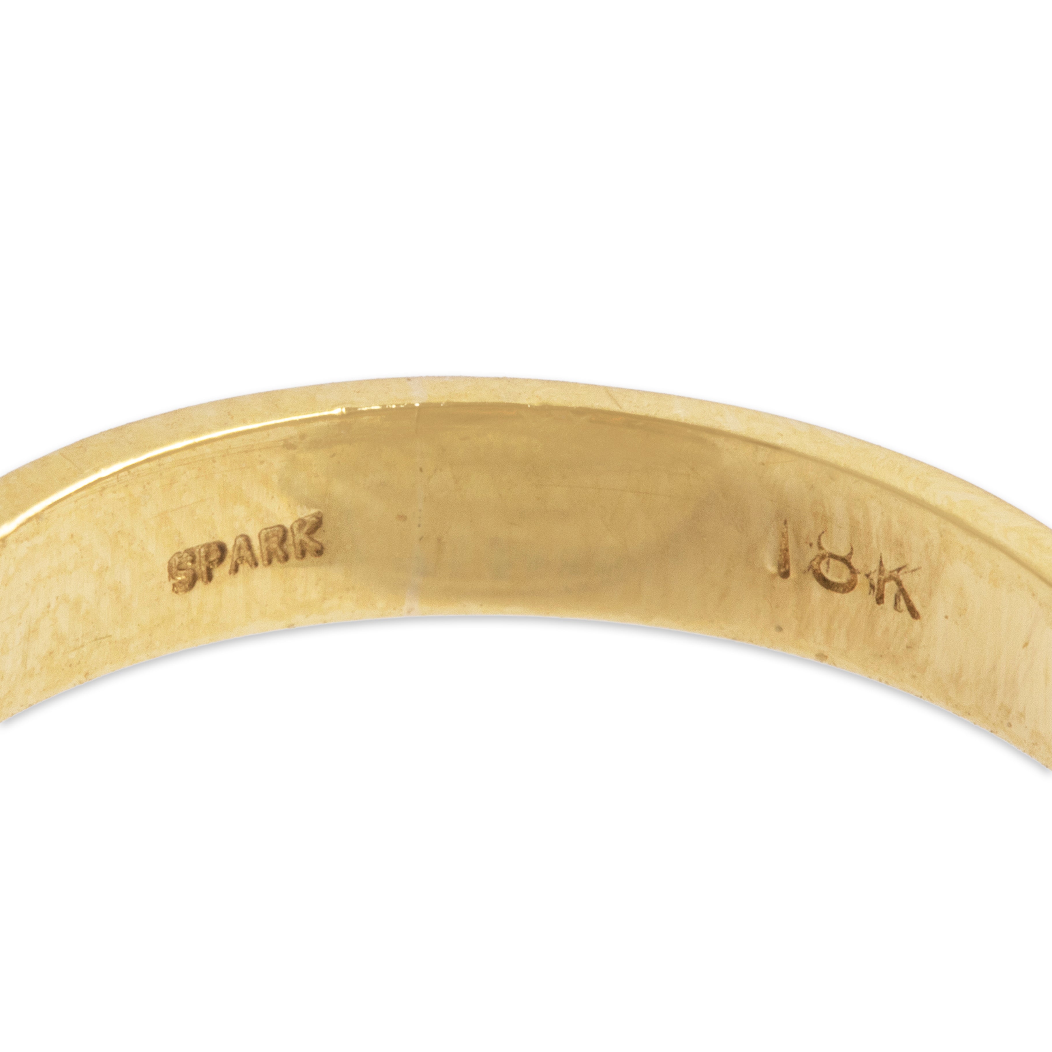 Vintage 18k Yellow & White Gold 1.1cttw Ruby Diamond Oval Trio Halo Ring - Hallmark view