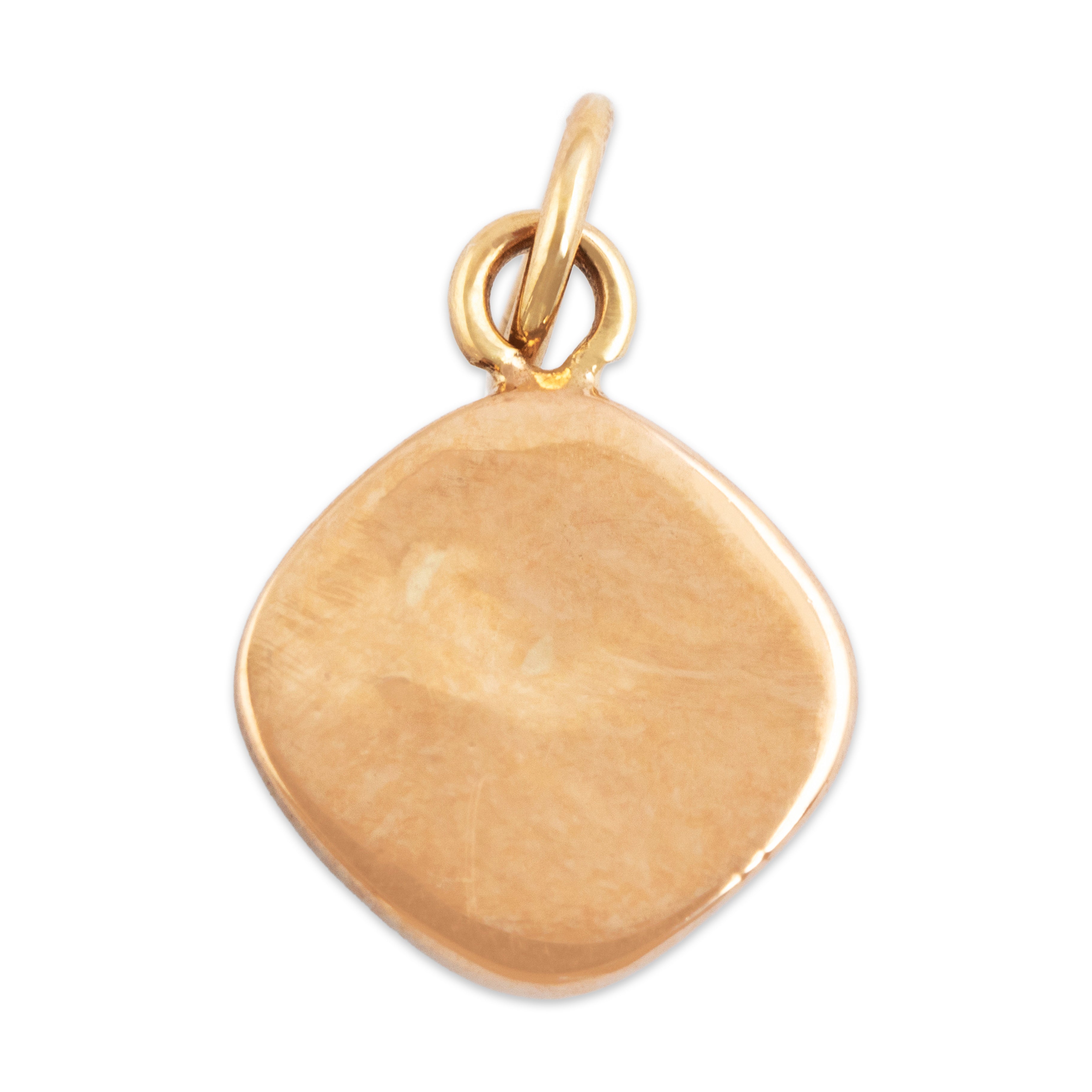 Vintage 14k Rosy Yellow Gold 3.3ct Garnet Domed Cabochon Charm / Pendant - Back view