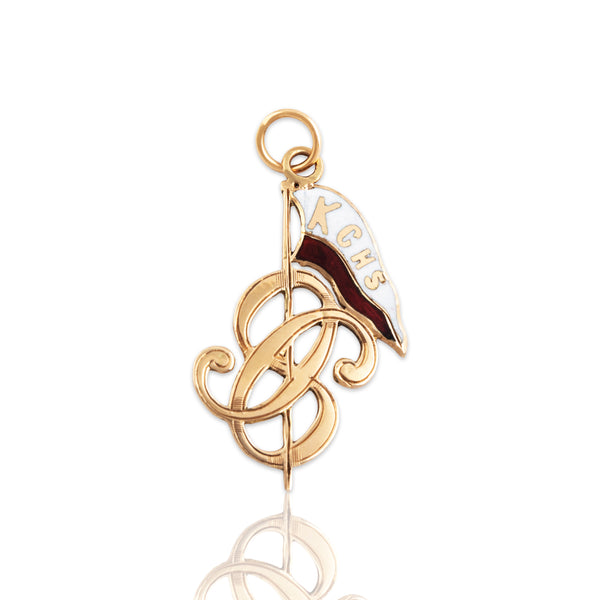 Antique 14k Yellow Gold '96 KCHS Varsity Flag Charm / Pendant