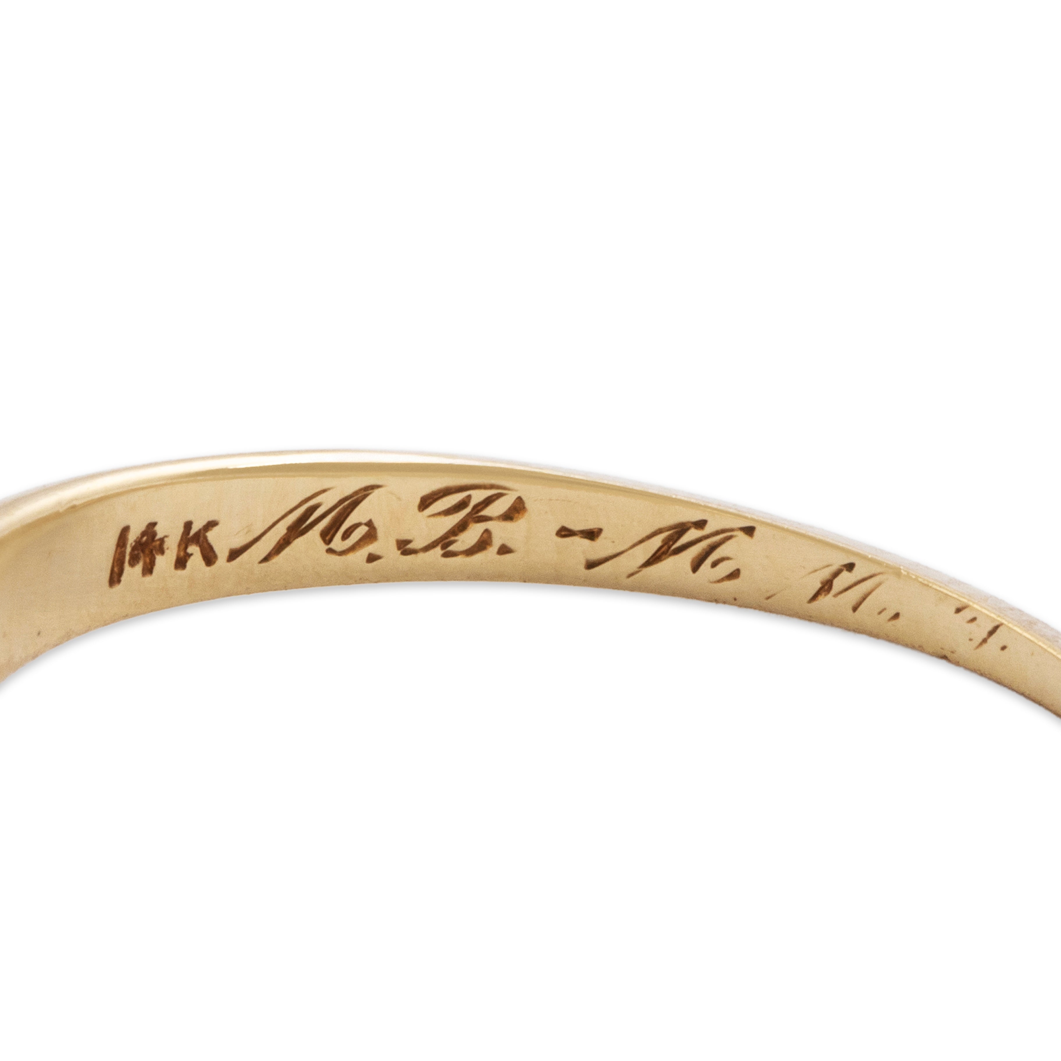 Vintage 14k Yellow Gold .54ct Diamond Quilted Shoulder Solitaire Ring - Hallmark view