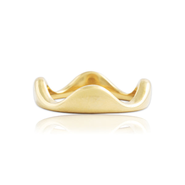 Estate Heavy 18k Yellow Gold Gleaming Bubble Wave Band Ring 7.00