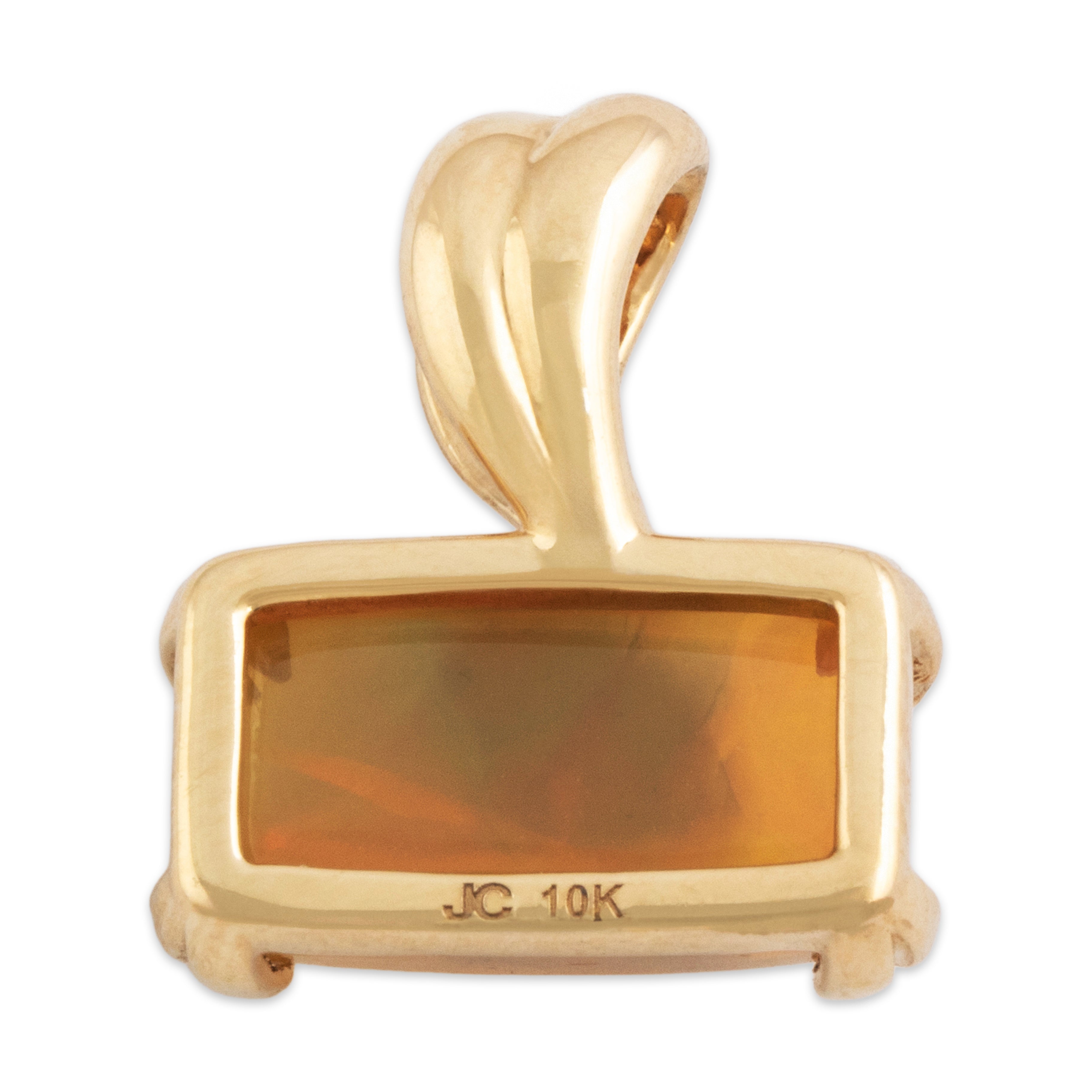 Estate 10k Yellow Gold 2.6ct Jelly Opal Rainbow Flashing East-West Pendant - Back view