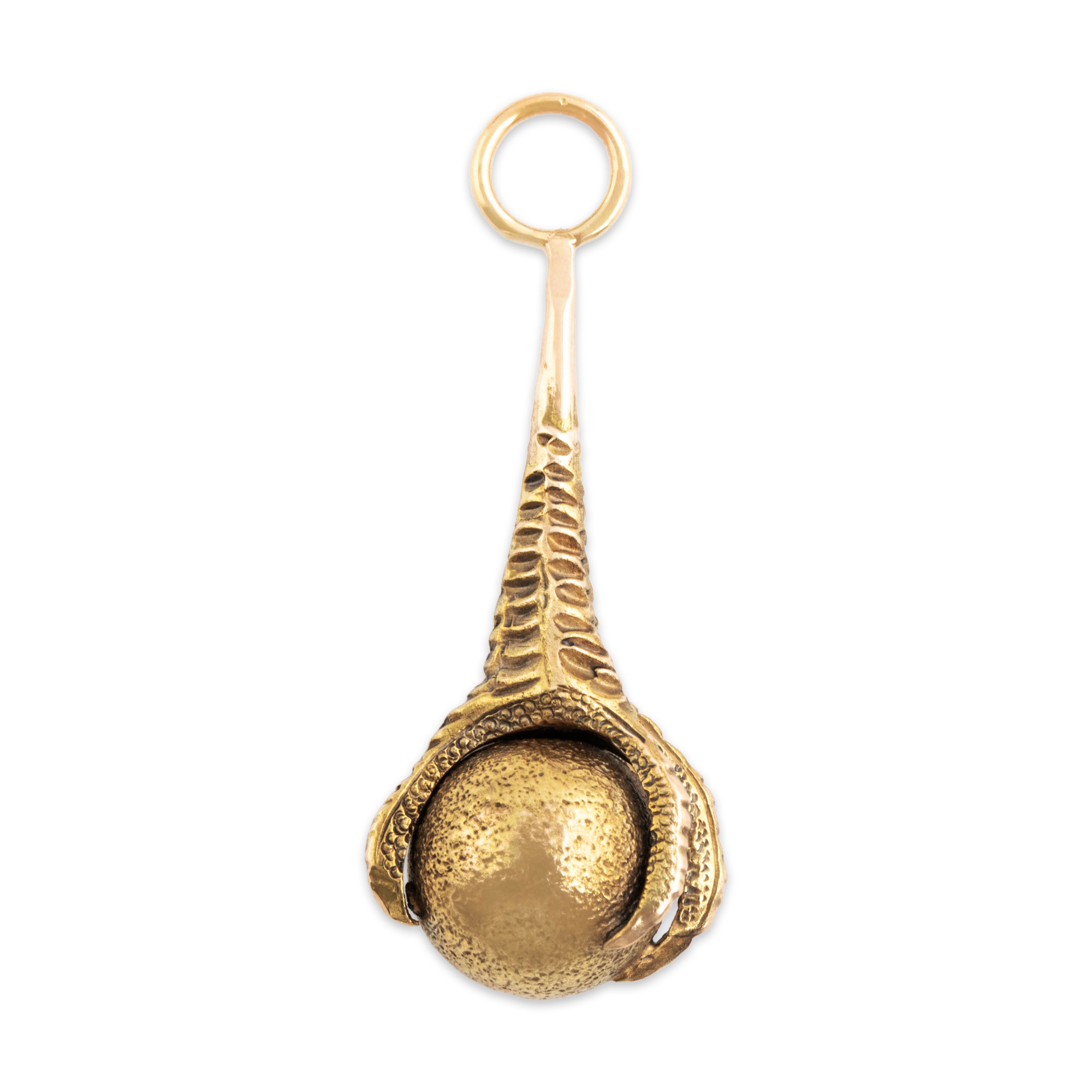 Antique Victorian 14k Yellow Gold Incredible Grasping Claw & Orb Pendant - Overall view