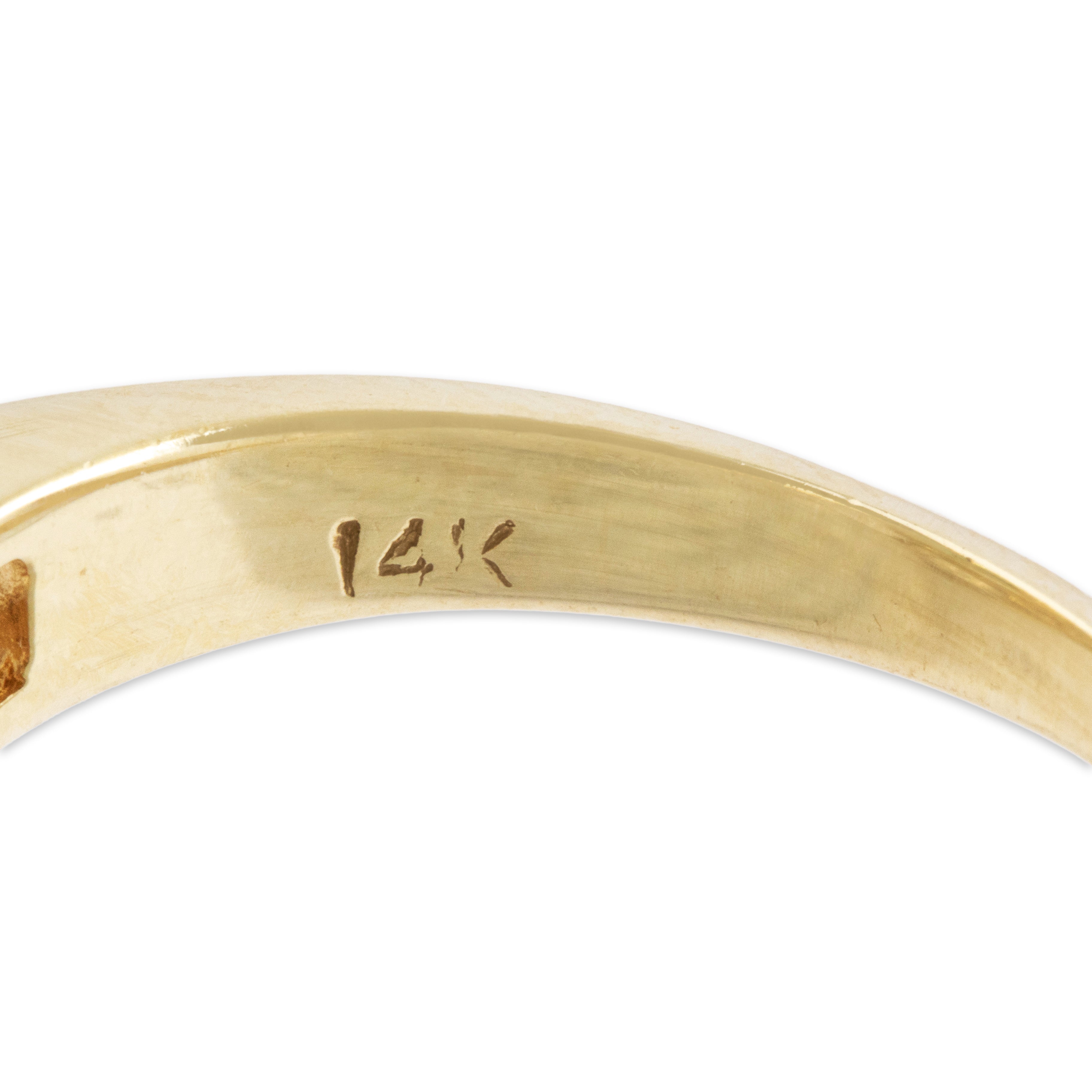 Vintage Stunning 14k Yellow Gold 1.9ct Emerald Diamond Baguette Swirl Ring -Hallmark view