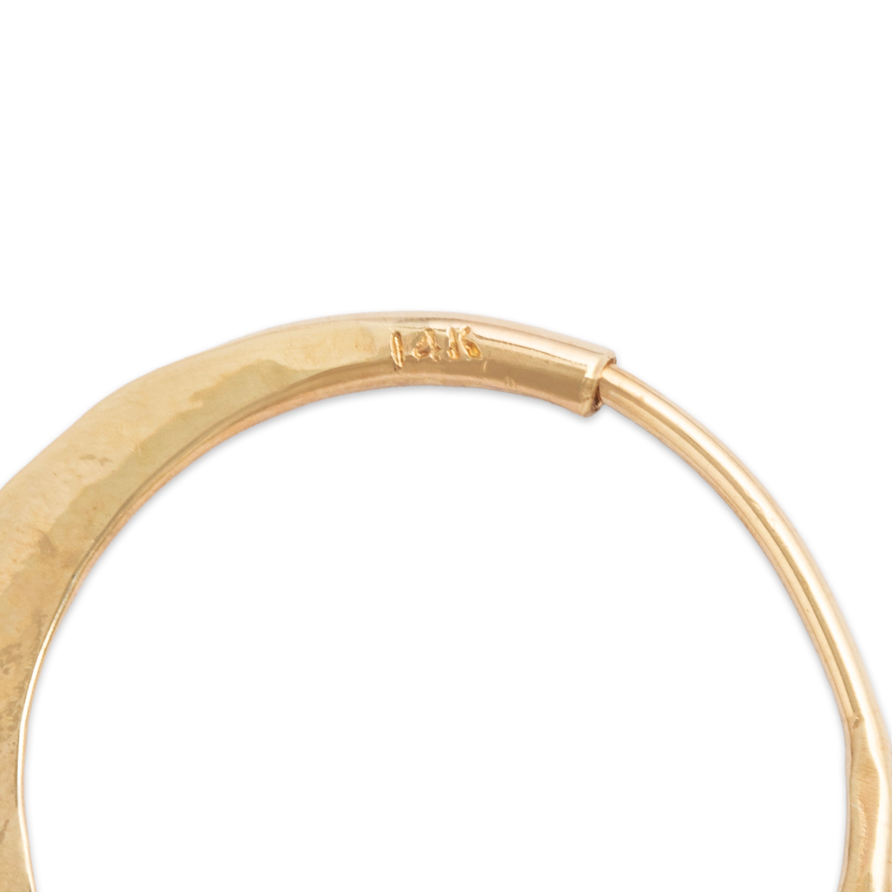 Vintage 14k Yellow Gold Pretty Hammered Hoop Earrings - Hallmark view