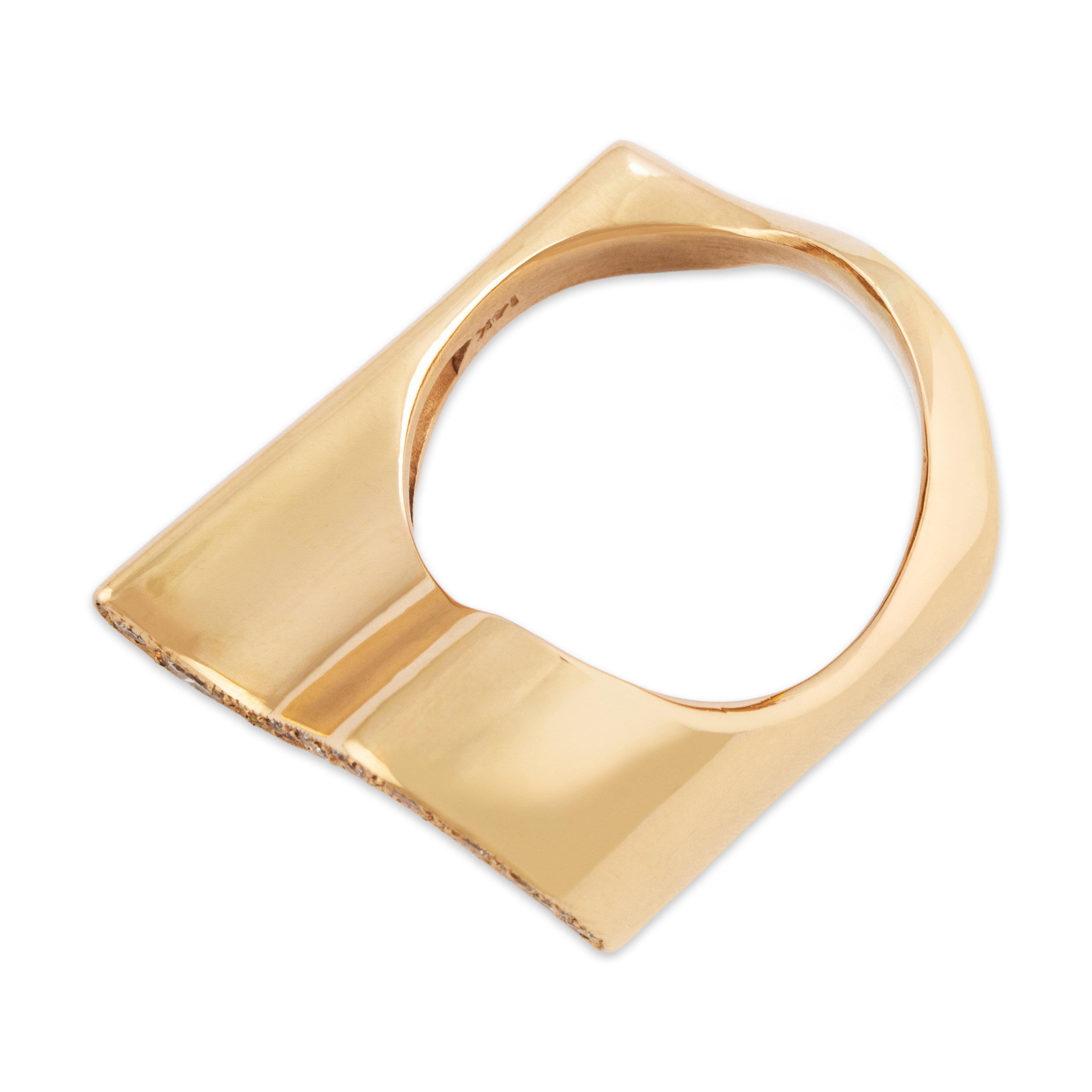 Vintage Heavy 14k Yellow Gold .263cttw Diamond Sculptural Wave Ring 8.00