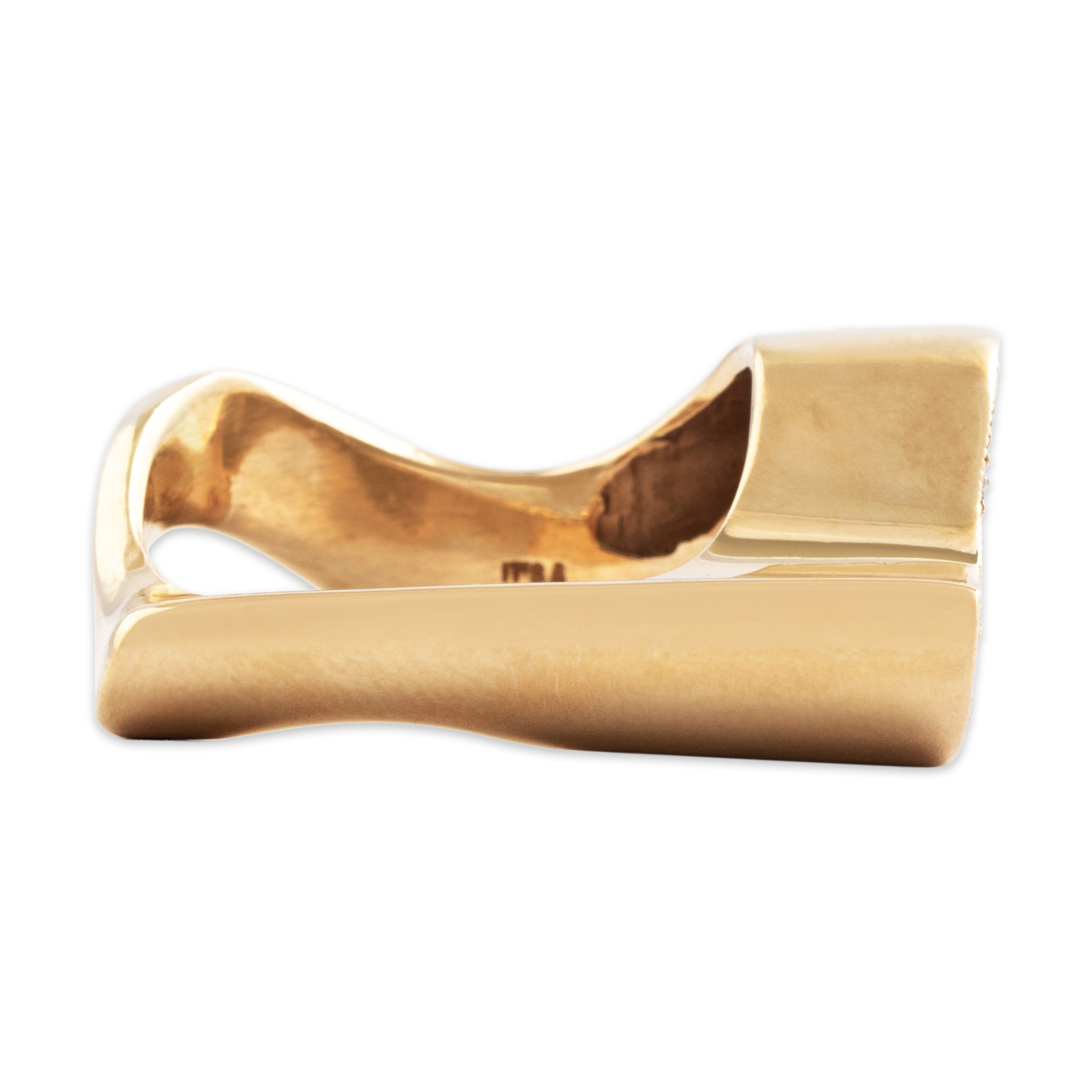 Vintage Heavy 14k Yellow Gold .263cttw Diamond Sculptural Wave Ring - Side view