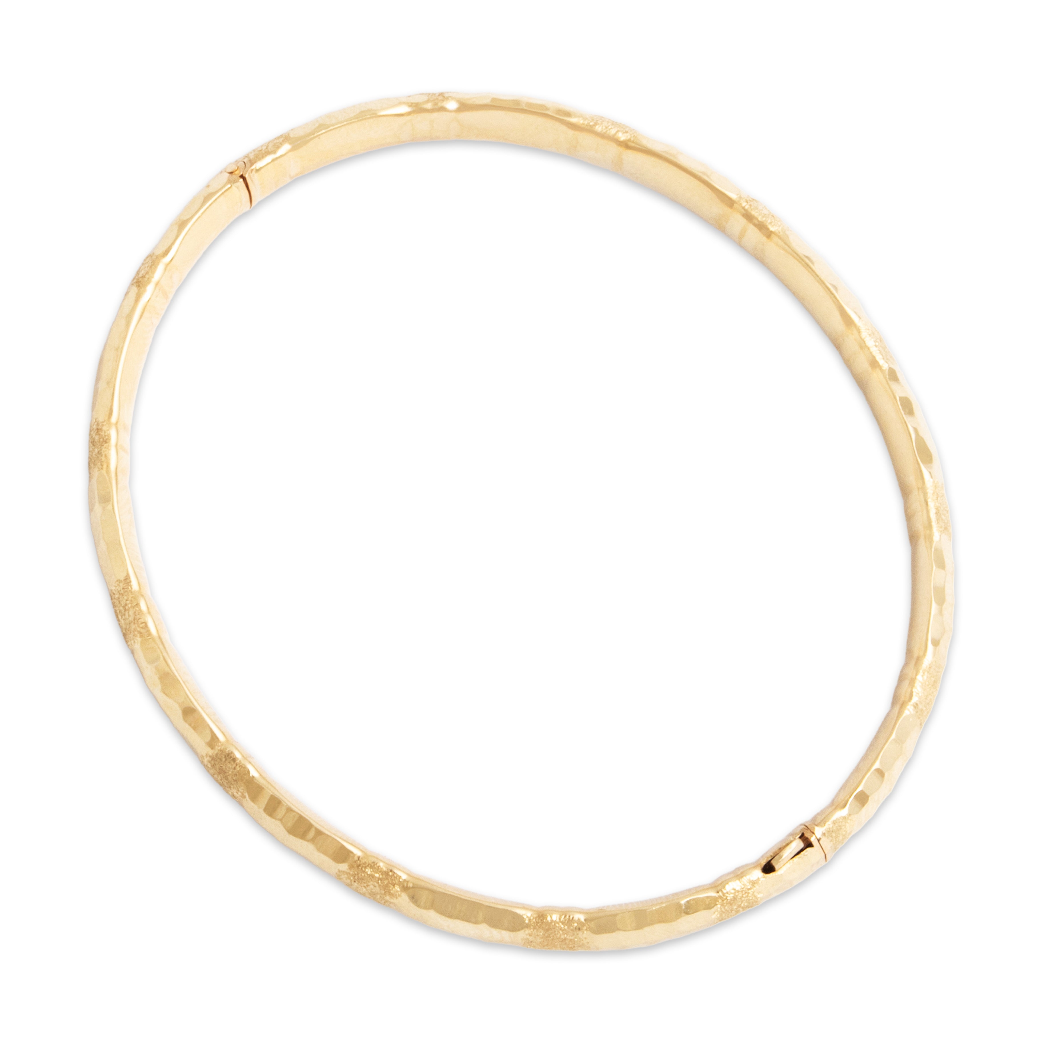 Vintage 14k Yellow Gold Dual Textured Hammered Bangle Bracelet - detail view #1