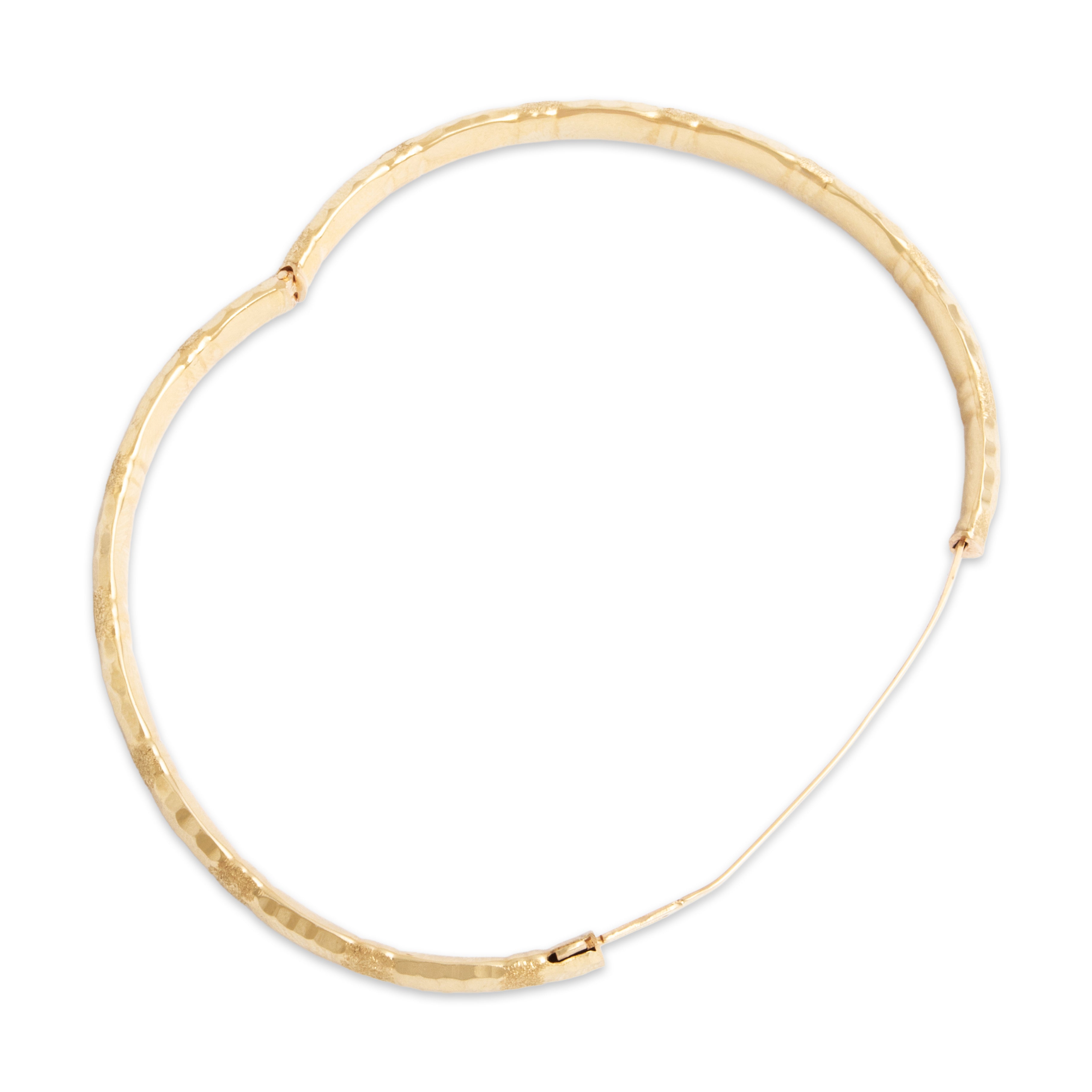 Vintage 14k Yellow Gold Dual Textured Hammered Bangle Bracelet - detail view #2