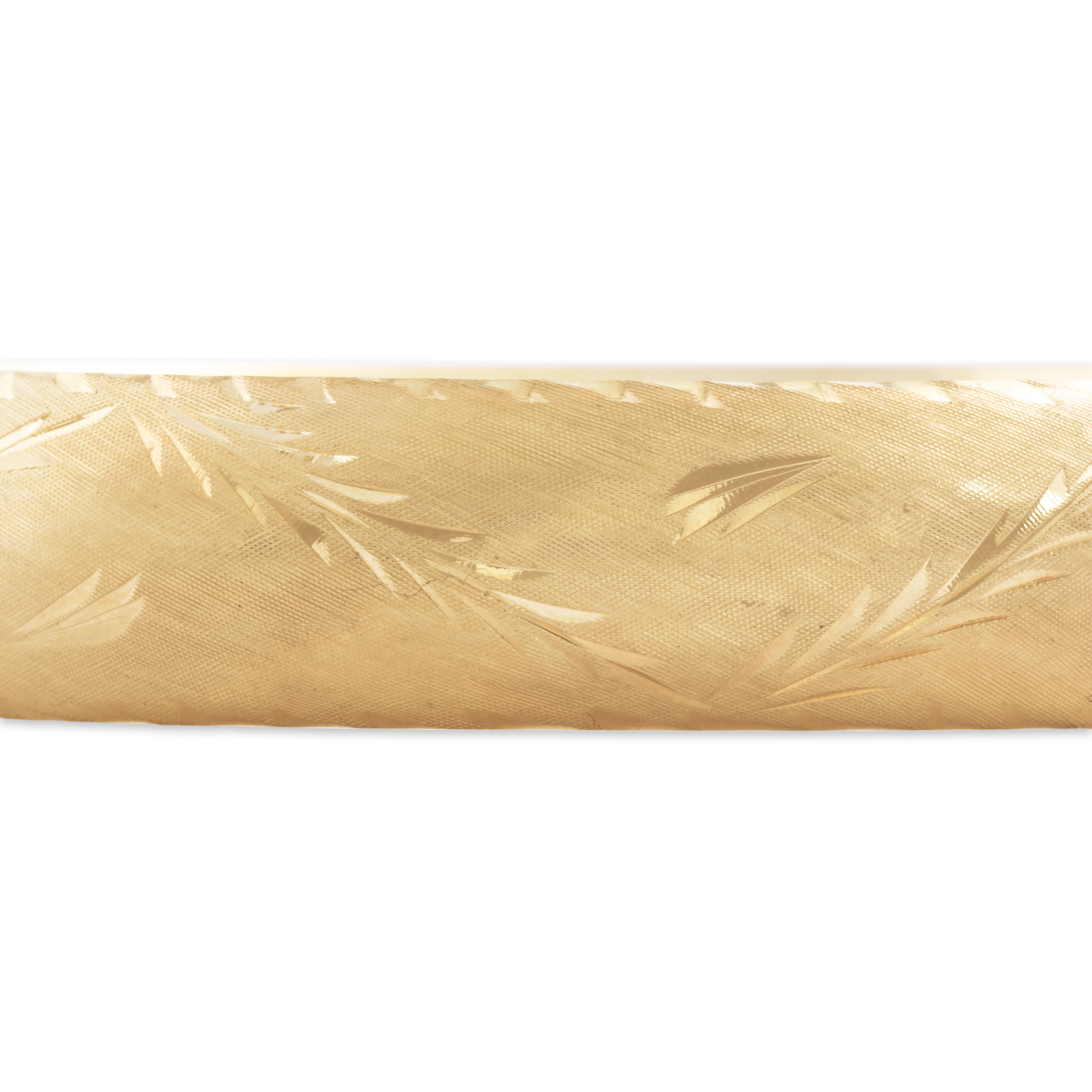 Vintage 14k Yellow Gold Brushed Leaf Bangle Bracelet - detail view #1