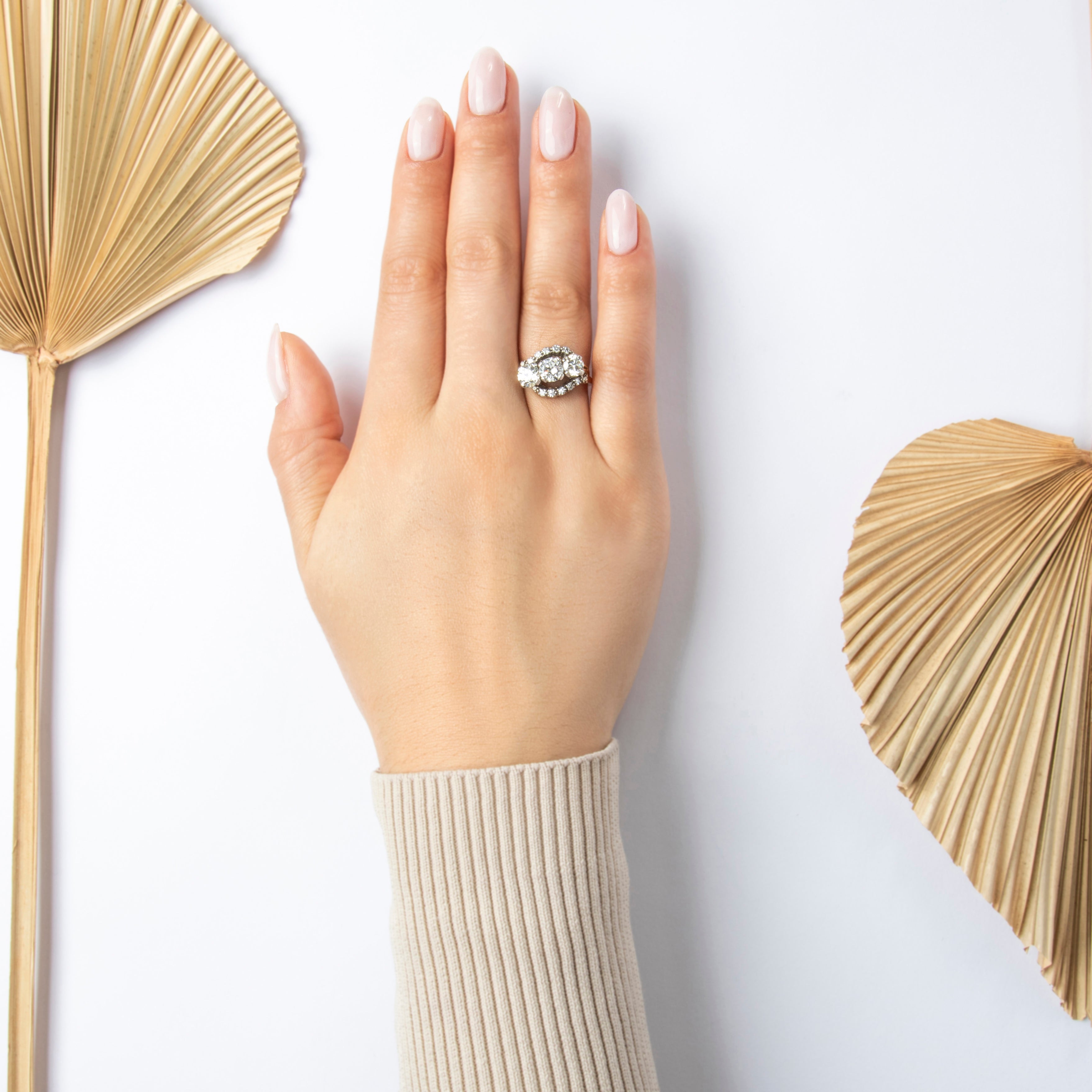 Vintage 14k Yellow & White Gold 2.378cttw Old European Diamond Fabulous Ring - On model view