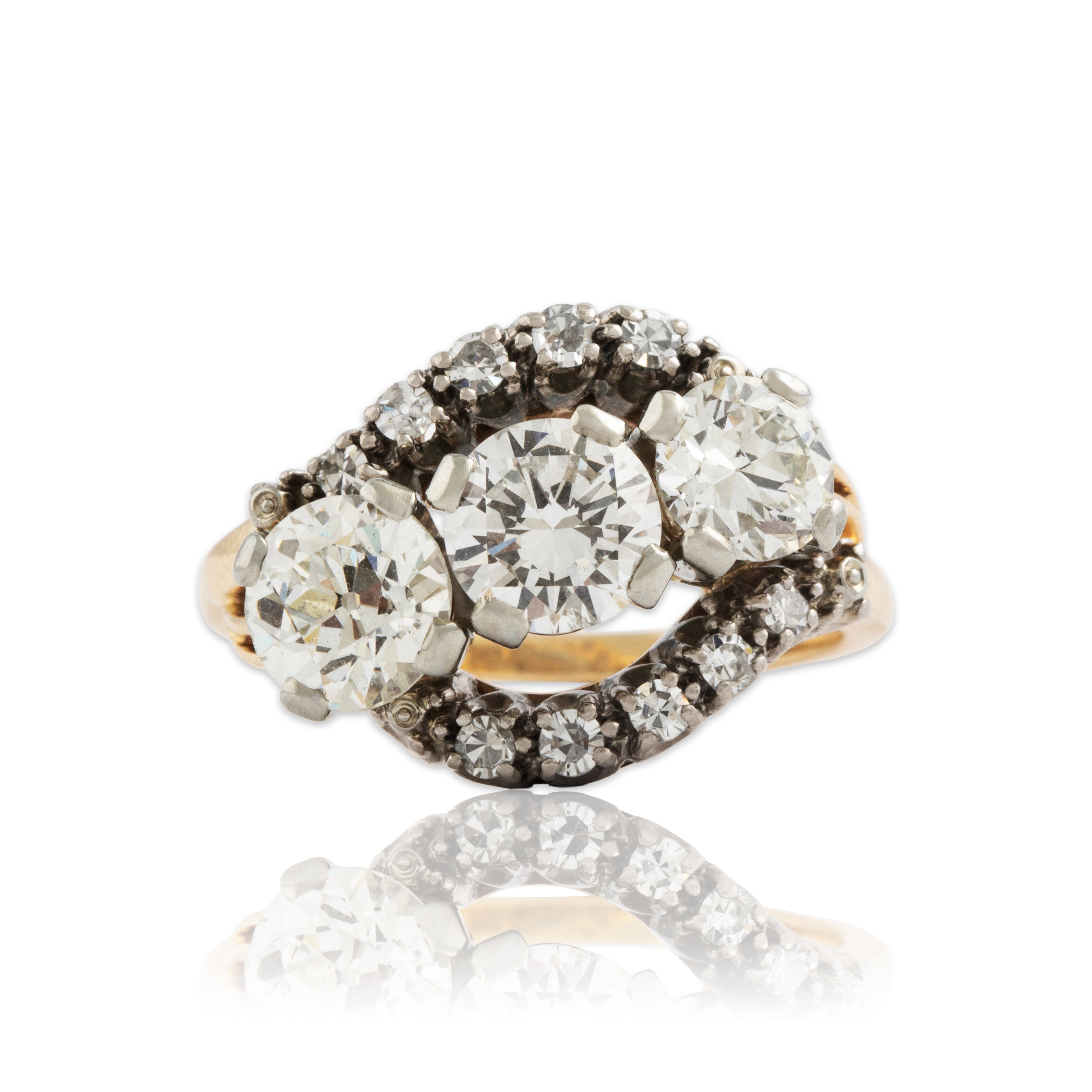 Vintage 14k Yellow & White Gold 2.378cttw Old European Diamond Fabulous Ring 6.75