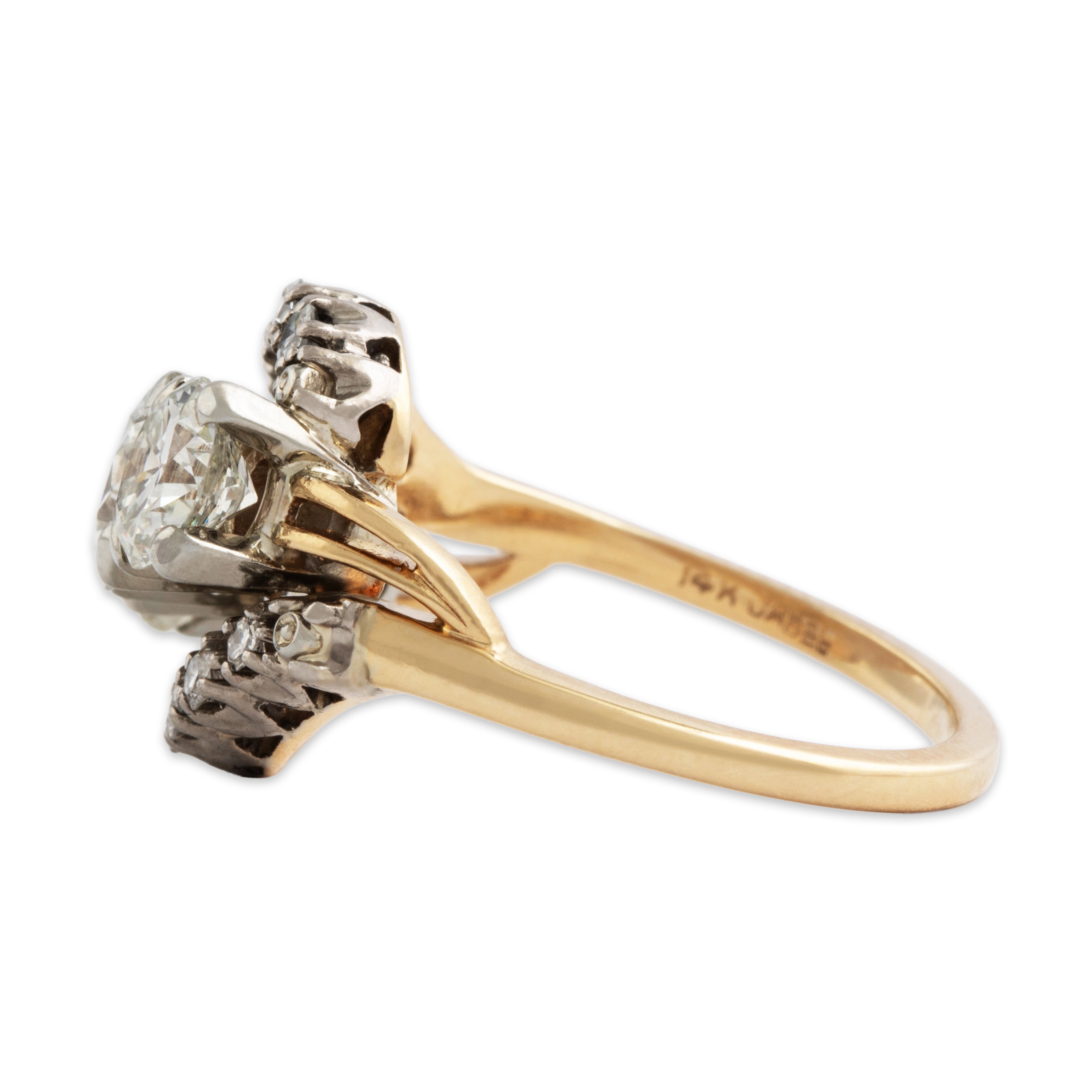 Vintage 14k Yellow & White Gold 2.378cttw Old European Diamond Fabulous Ring - Side view