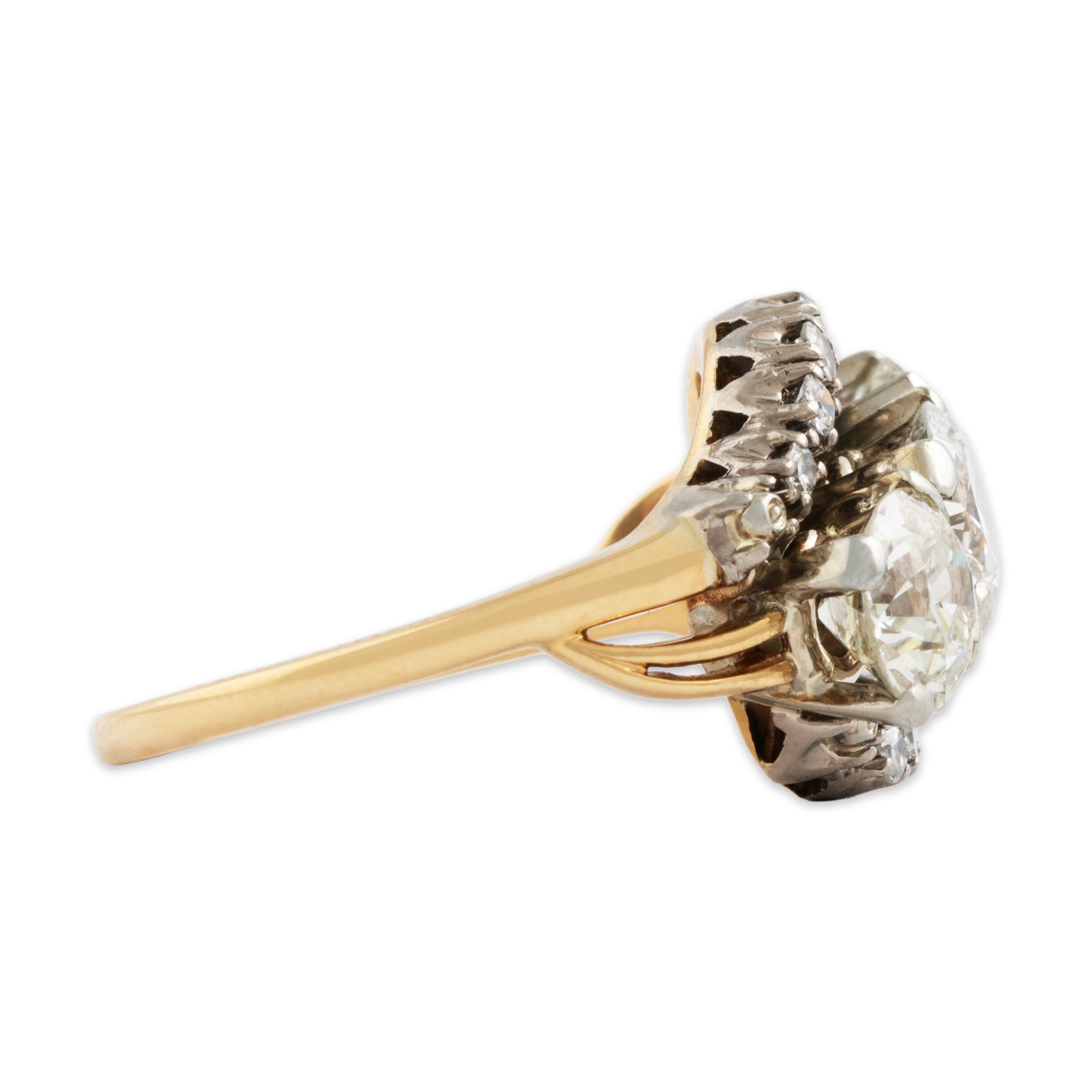 Vintage 14k Yellow & White Gold 2.378cttw Old European Diamond Fabulous Ring - Side view