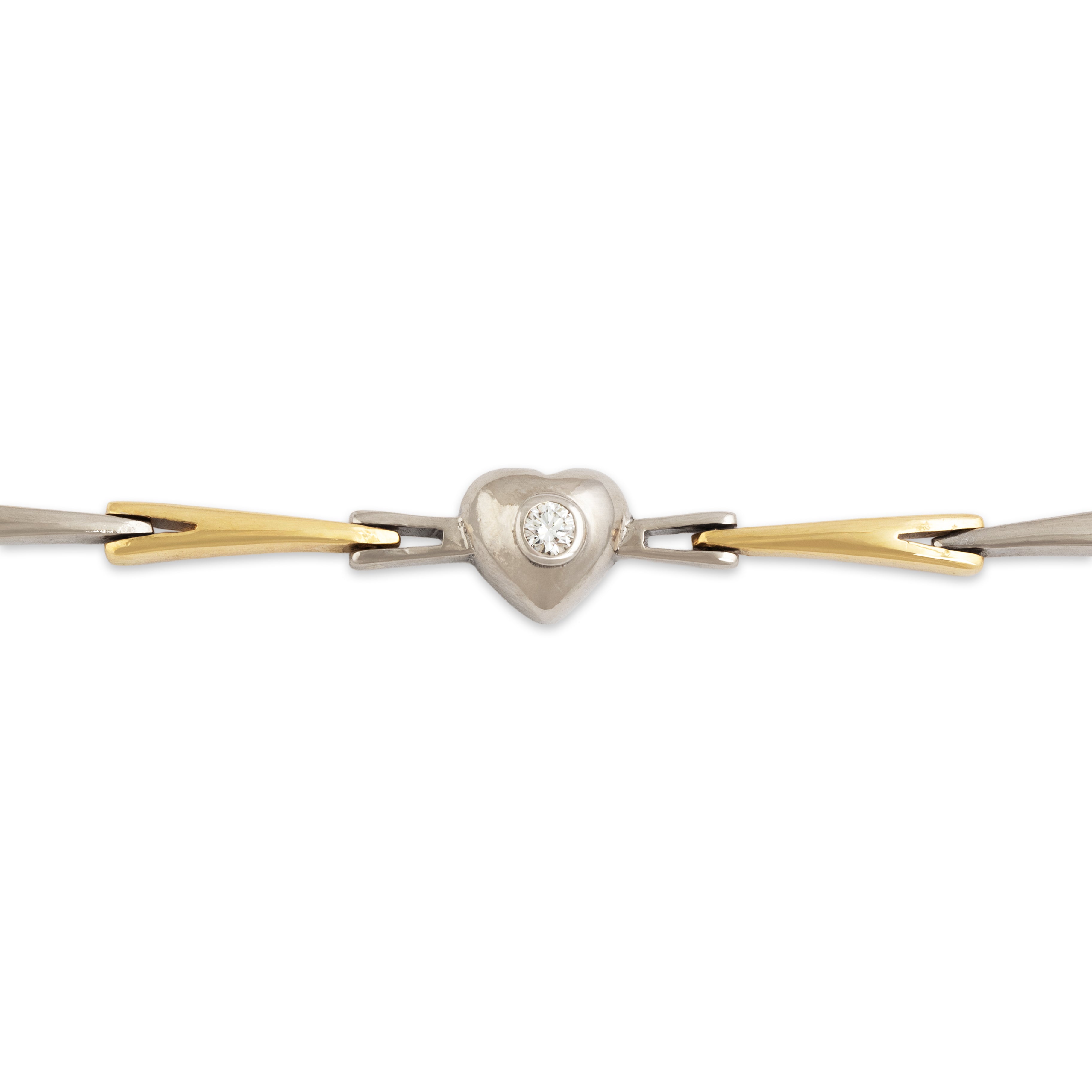 Vintage 14k White & Yellow Gold Diamond Gleaming Heartthrob Bracelet 7